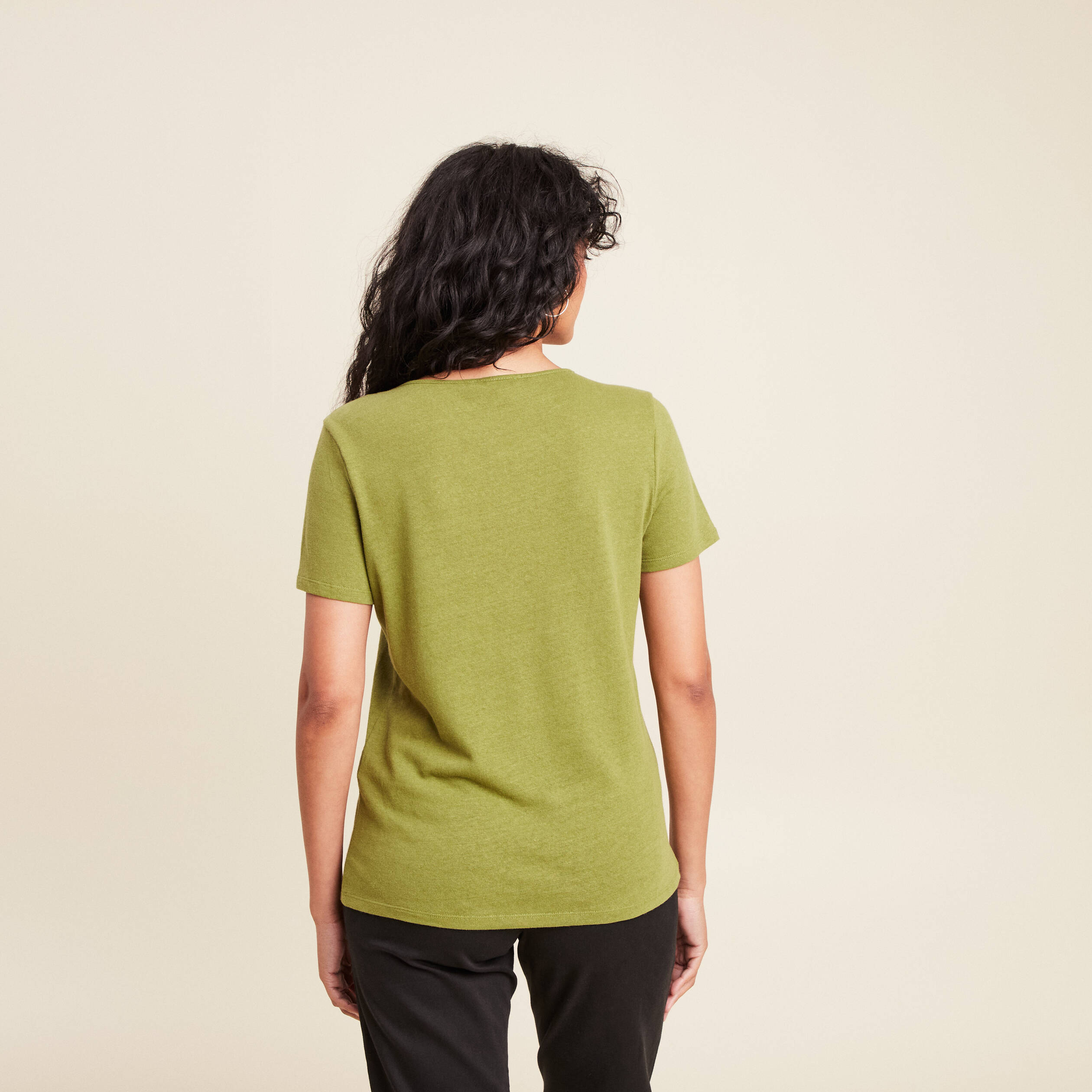 t shirt manches courtes col en v vert femme T-shirt manches courtes col en V vert femme