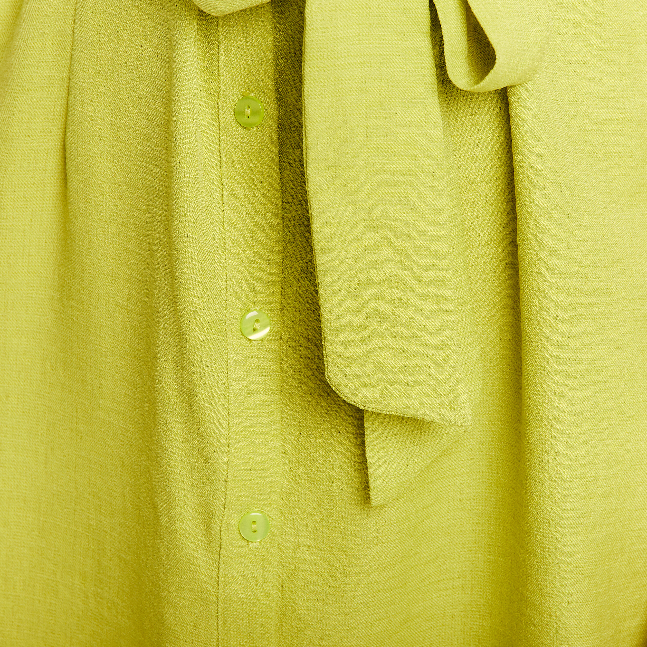 Robe chemise droite ceinturée vert anis femme