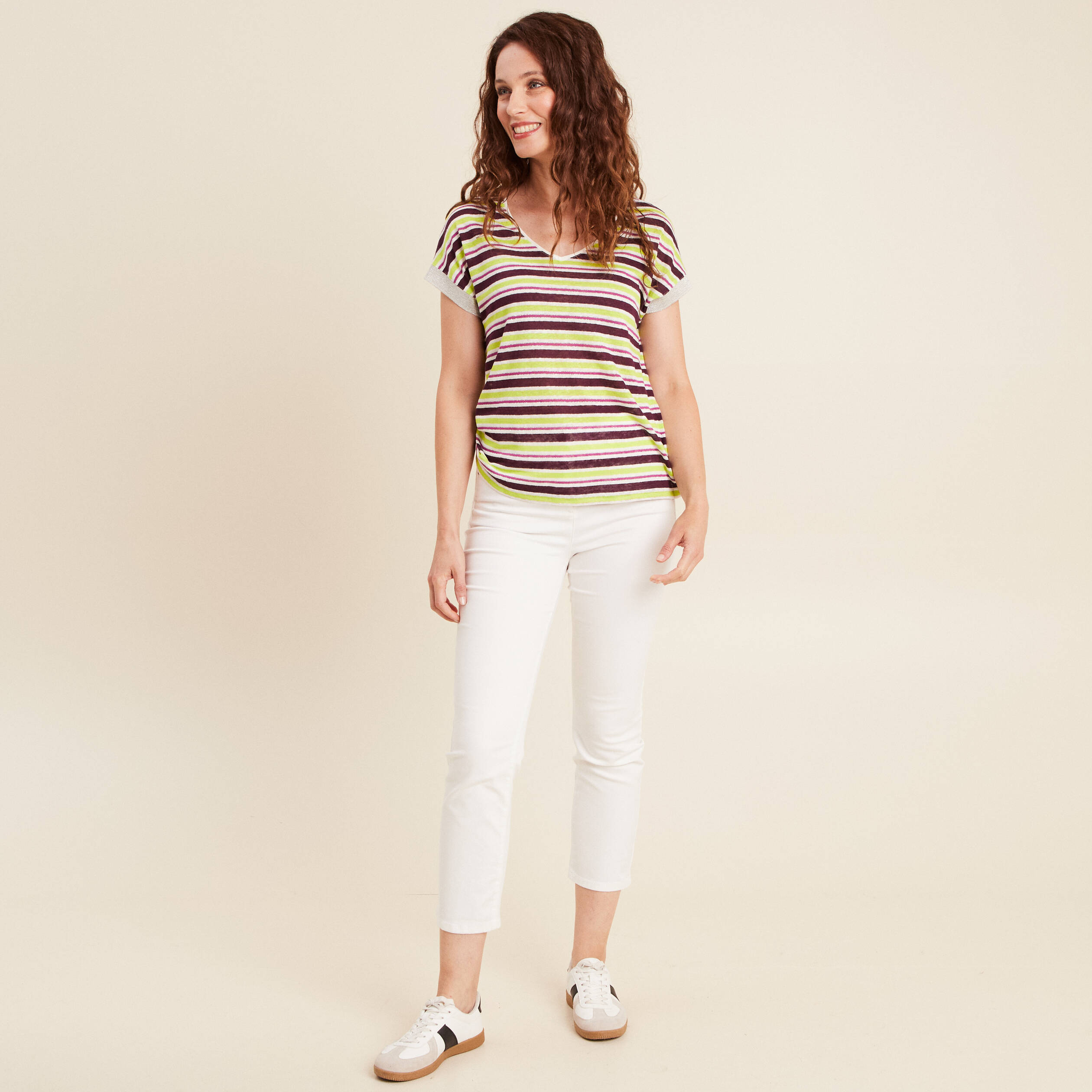 T-shirt manches courtes prune femme