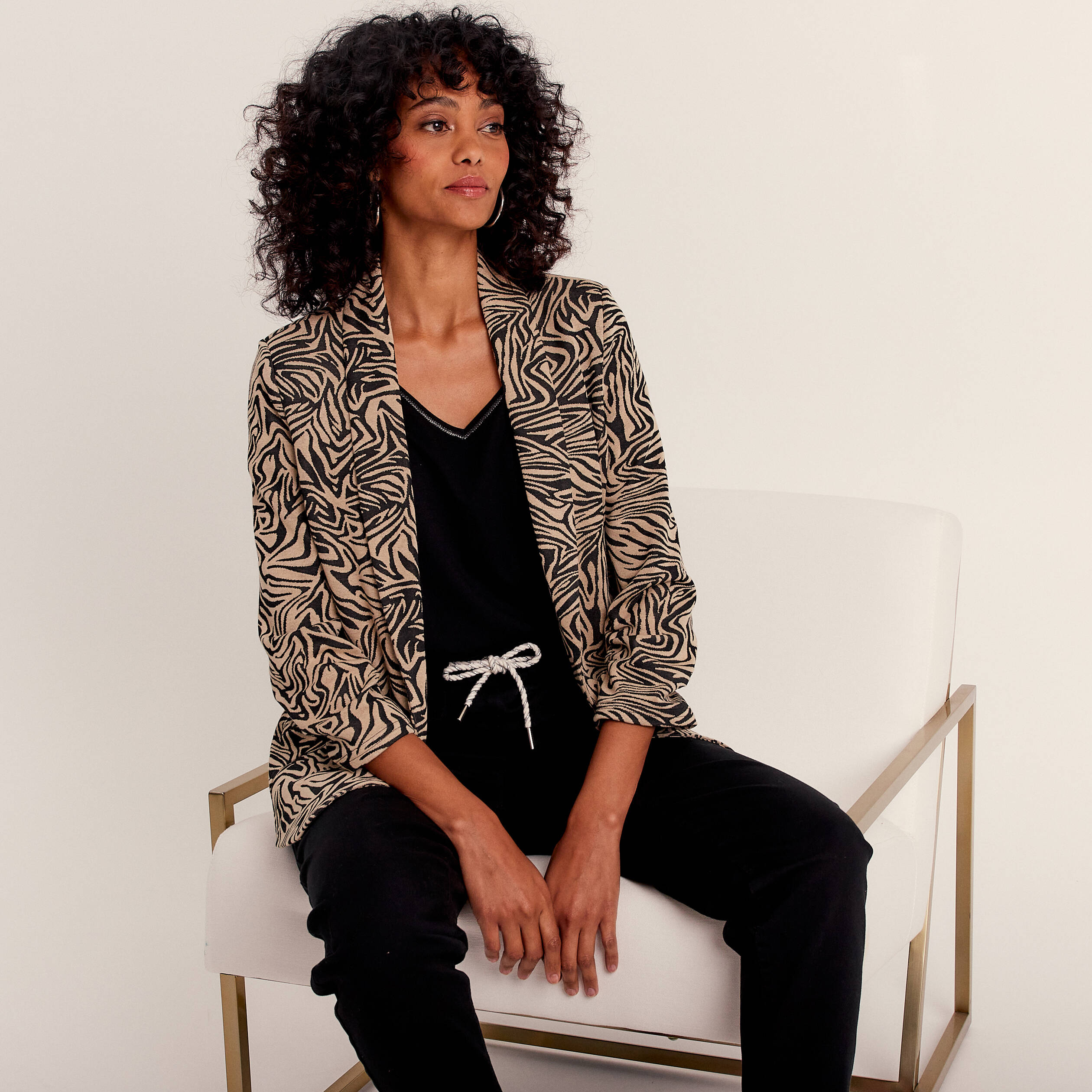 veste droite manches 34 noir femme Veste droite manches 3/4 noir femme