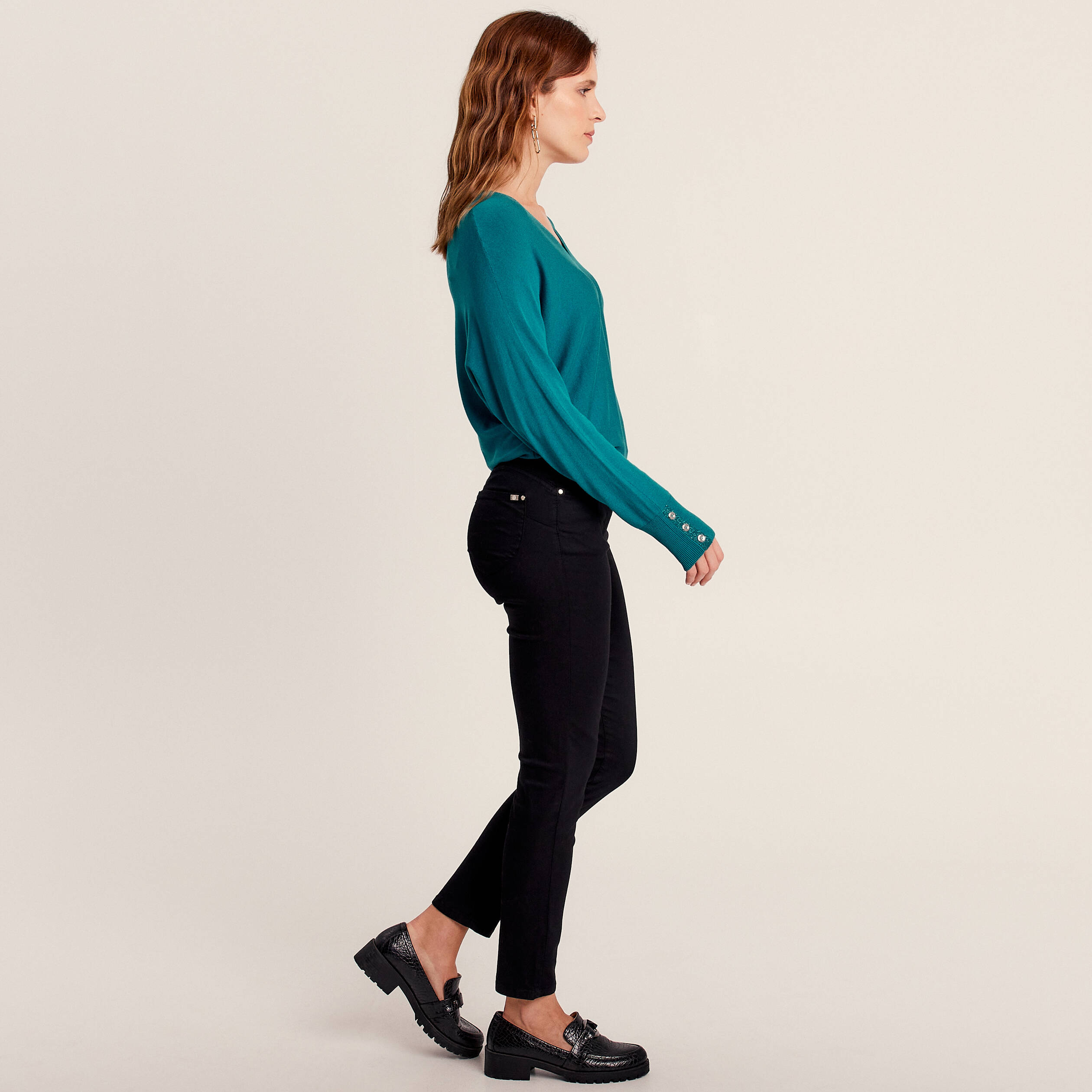 pantalon leger taille standard 78eme noir femme Pantalon léger taille standard 7/8ème noir femme