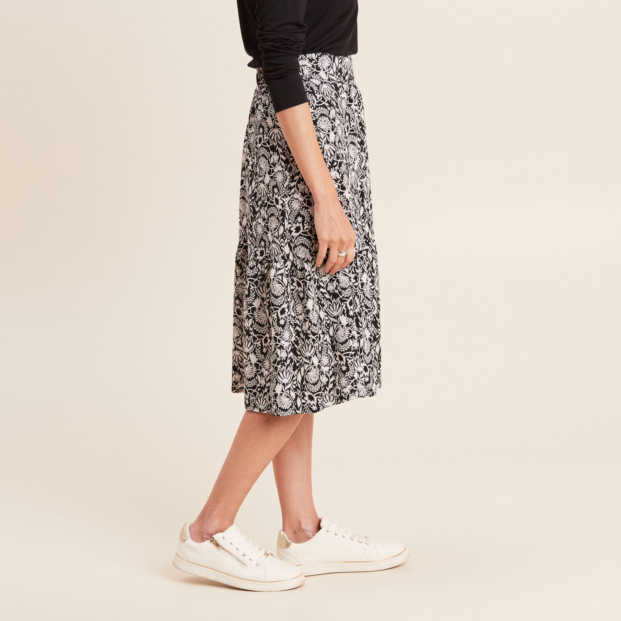 jupe evasee fluide noir femme Jupe évasée fluide noir femme