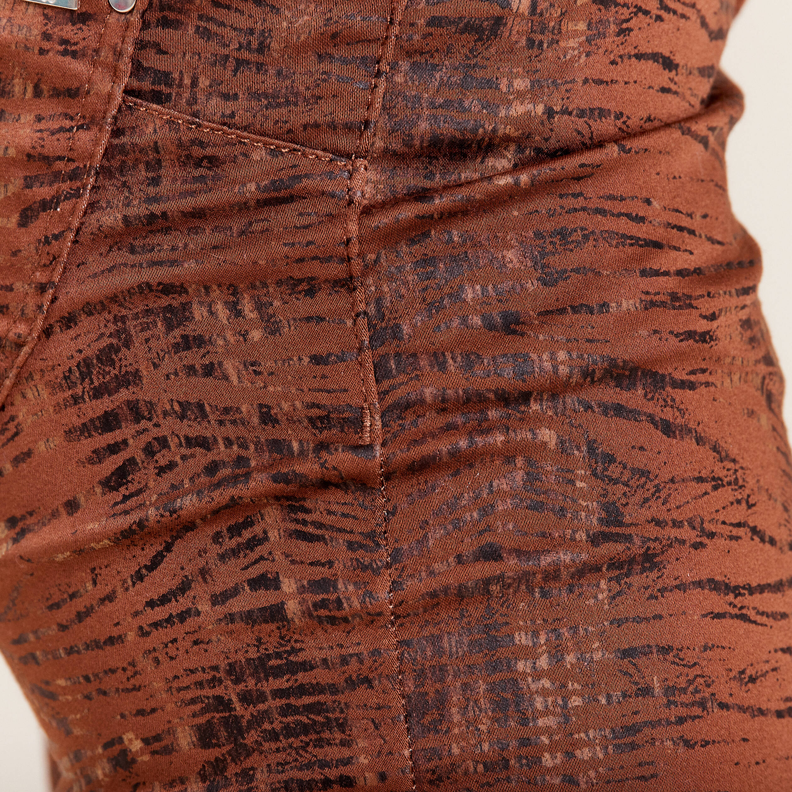 Pantalon ajusté 7/8ème marron cognac femme