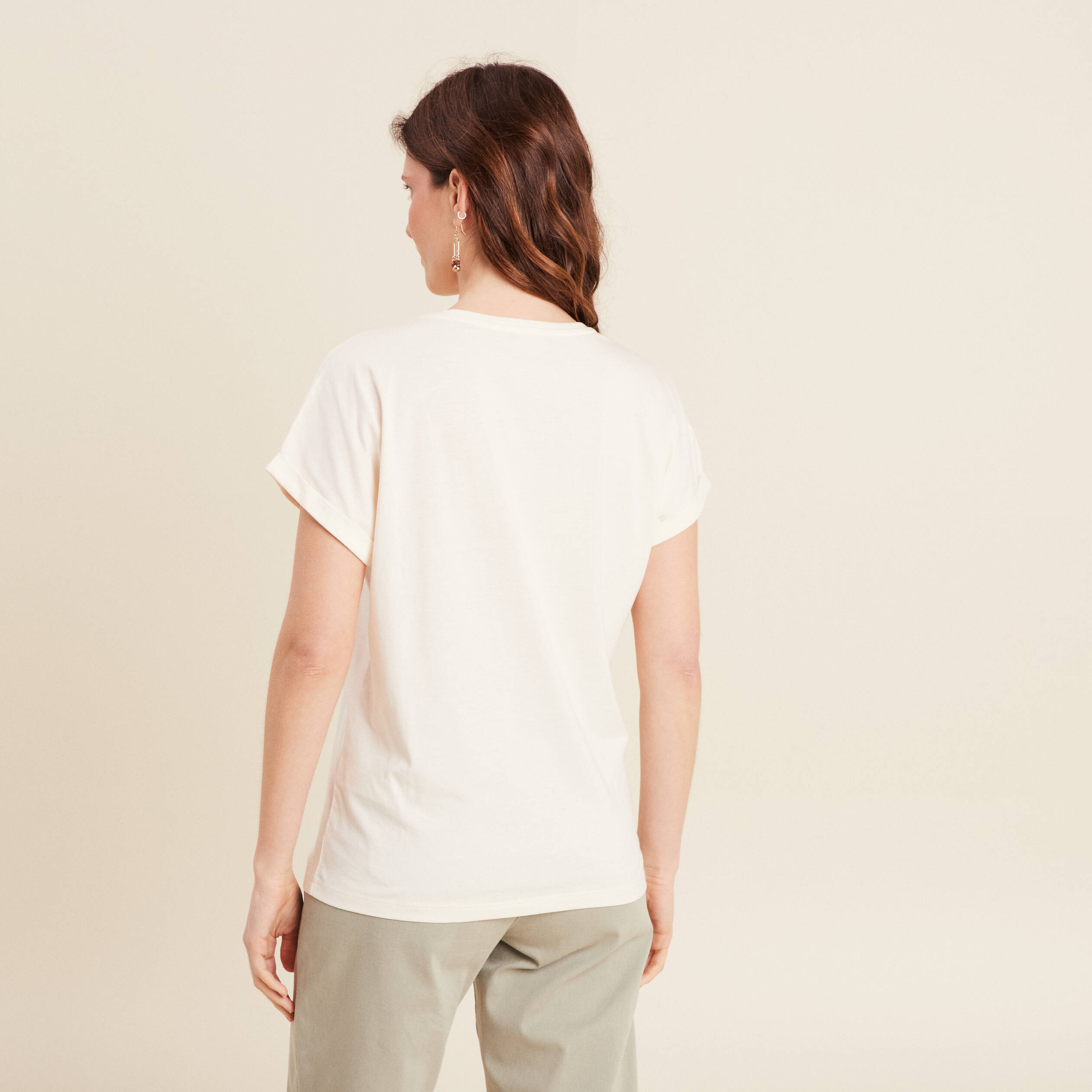 t shirt manches courtes ecru femme T-shirt manches courtes ecru femme