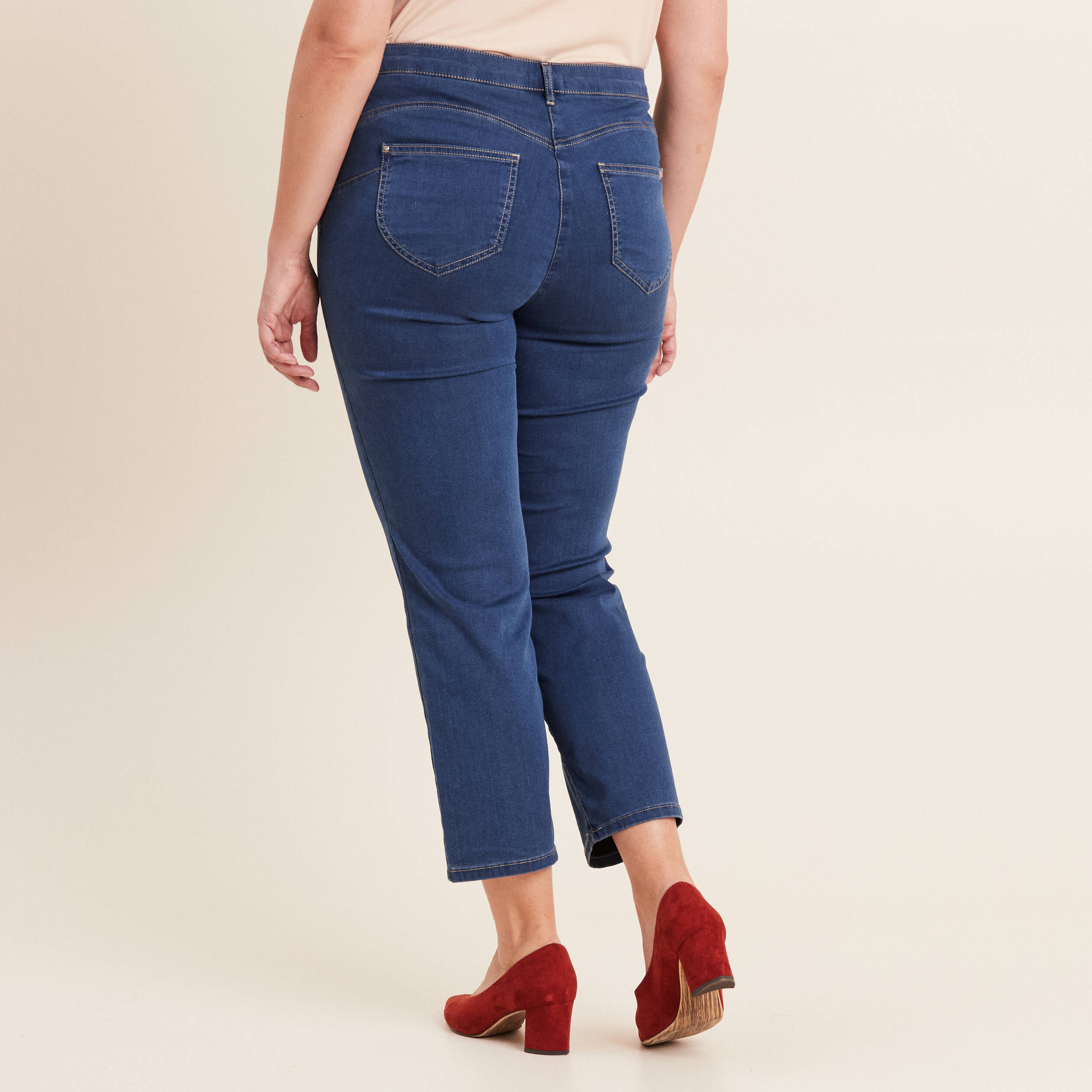jean droit taille haute 78eme denim double stone femme Jean droit taille haute 7/8ème denim double stone femme