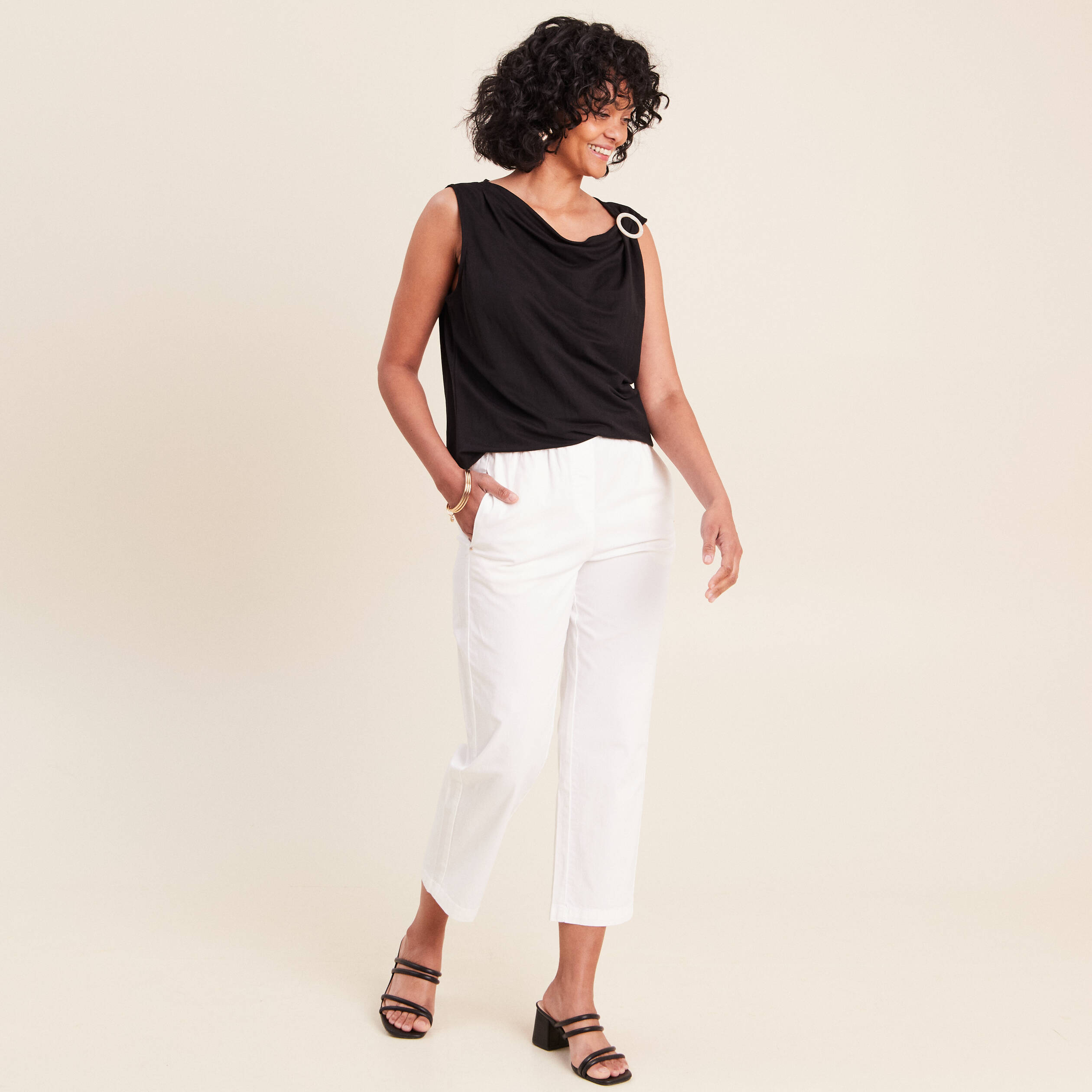 Pantalon mom blanc femme
