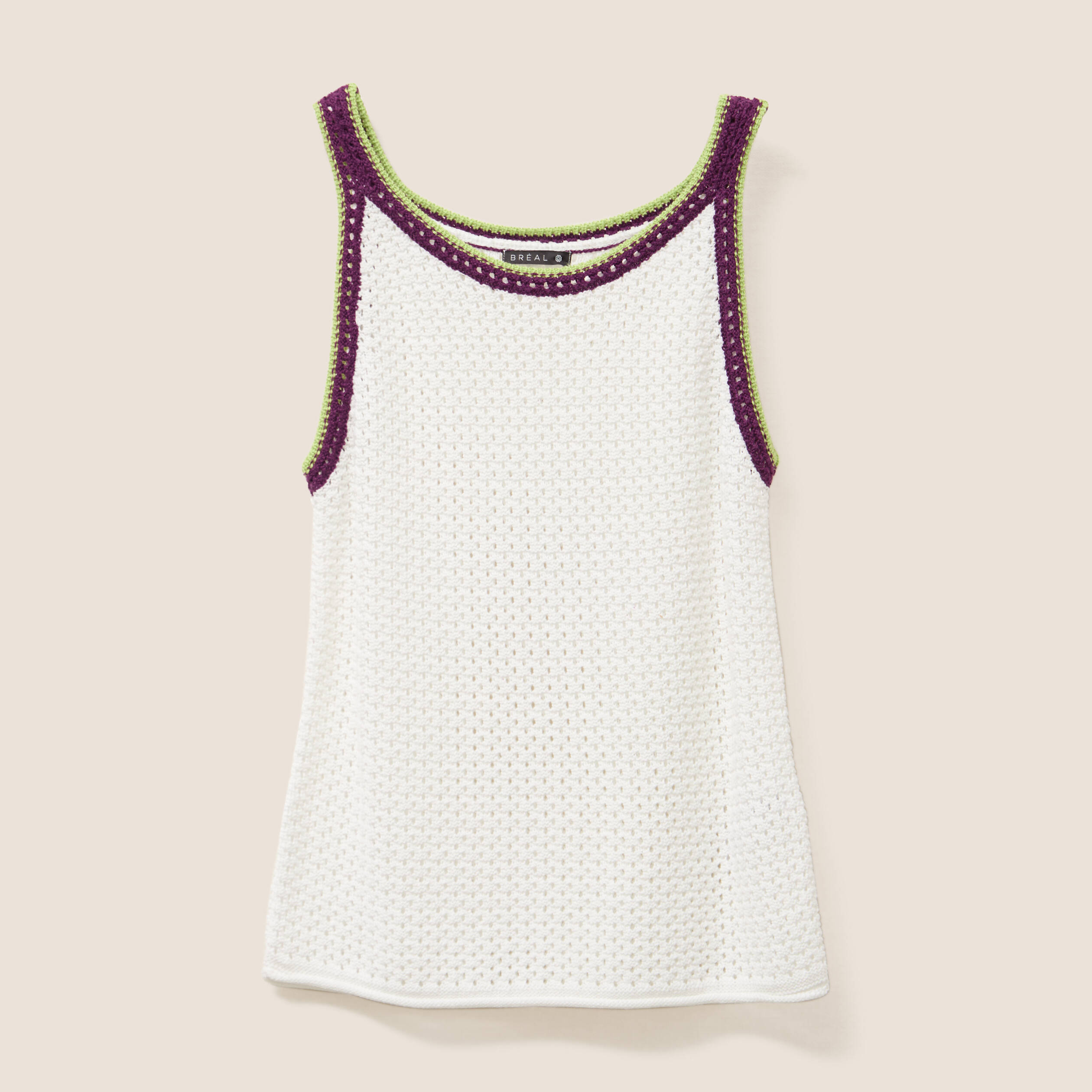 debardeur col rond a fines bretelles ecru femme Débardeur col rond à fines bretelles ecru femme