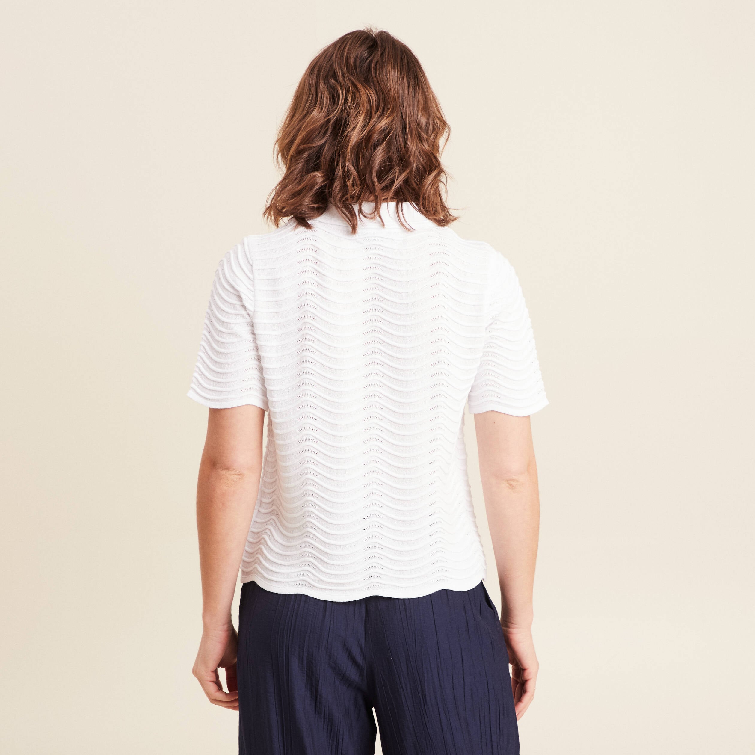 Polo manches courtes blanc femme