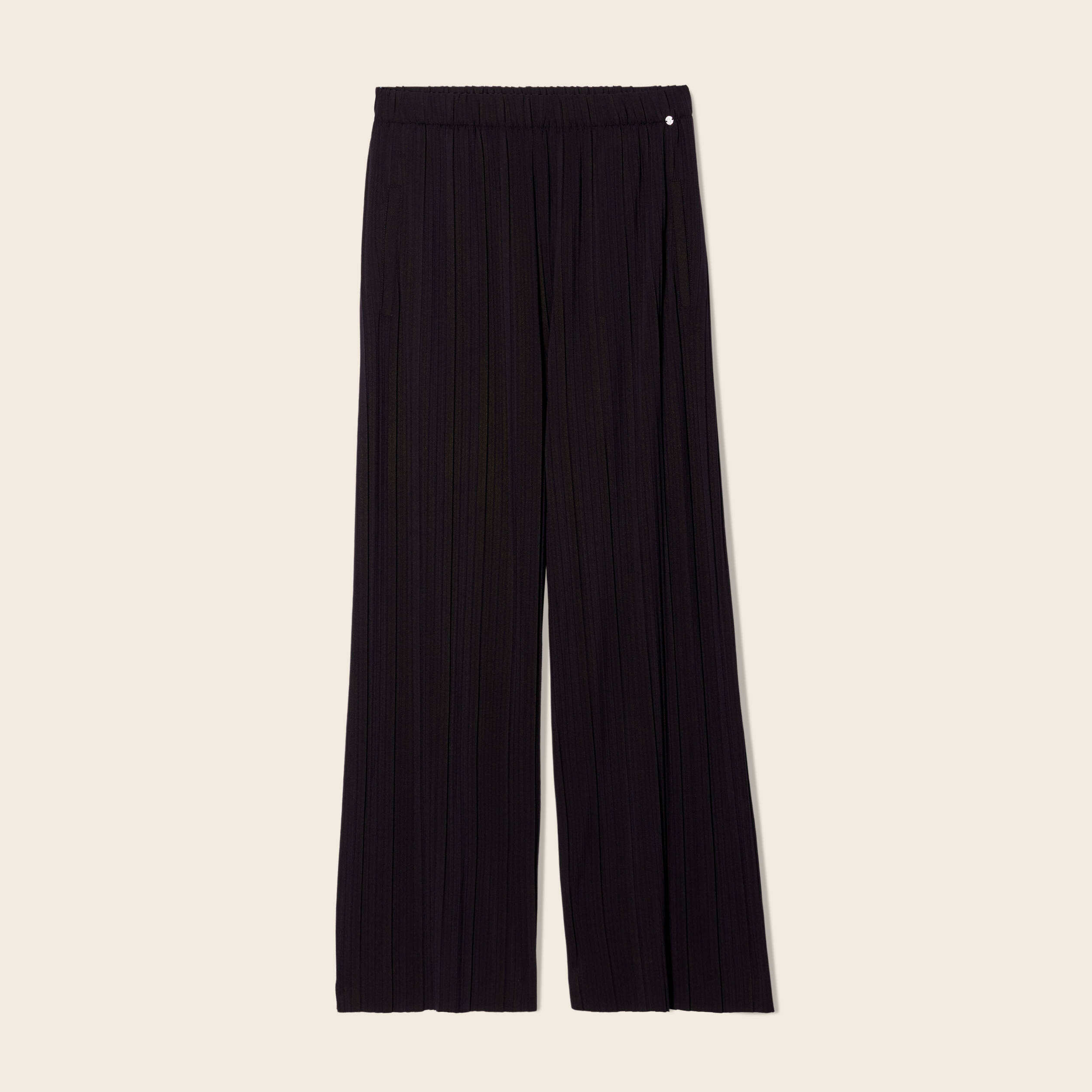 Pantalon large plissé 7/8ème noir femme