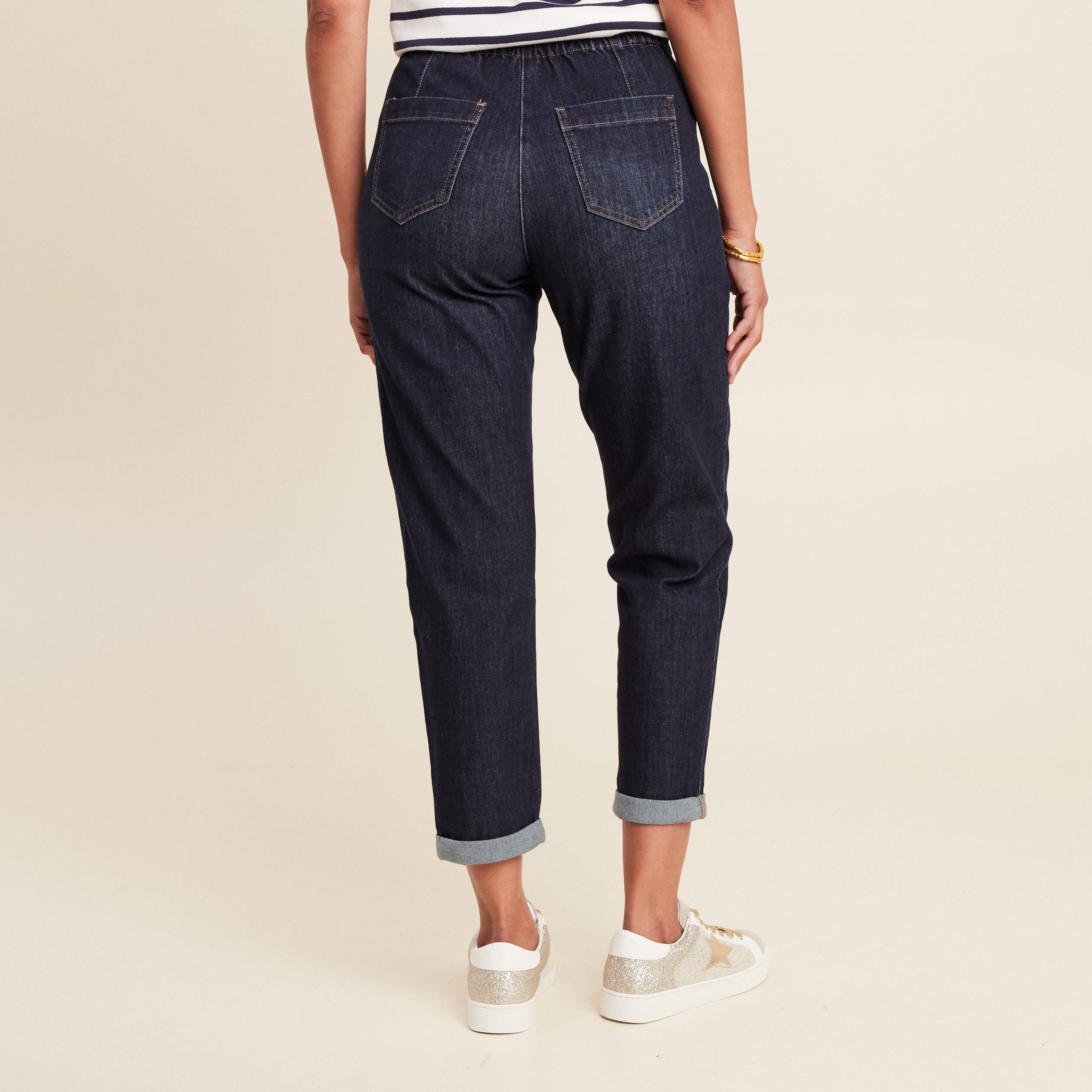 jean large a coulisse denim brut femme Jean large à coulisse denim brut femme