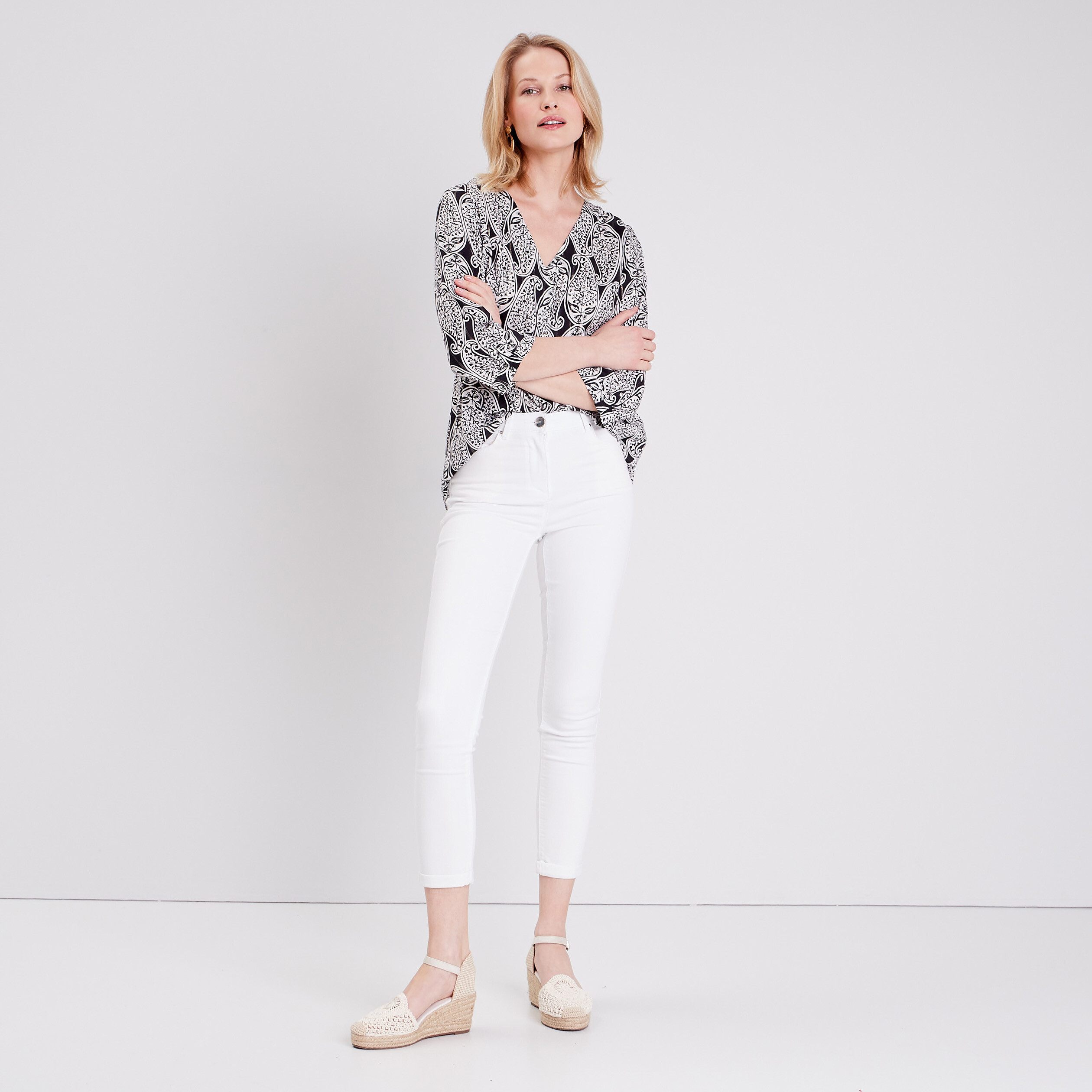 blouse manches 34 noir femme Blouse manches 3/4 noir femme