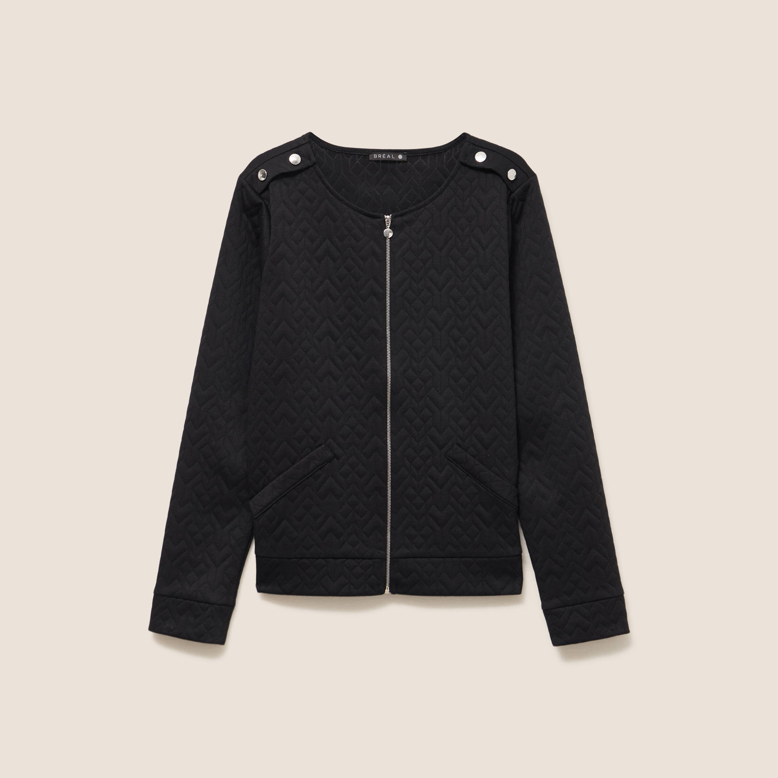 Gilet droit court manches longues noir femme