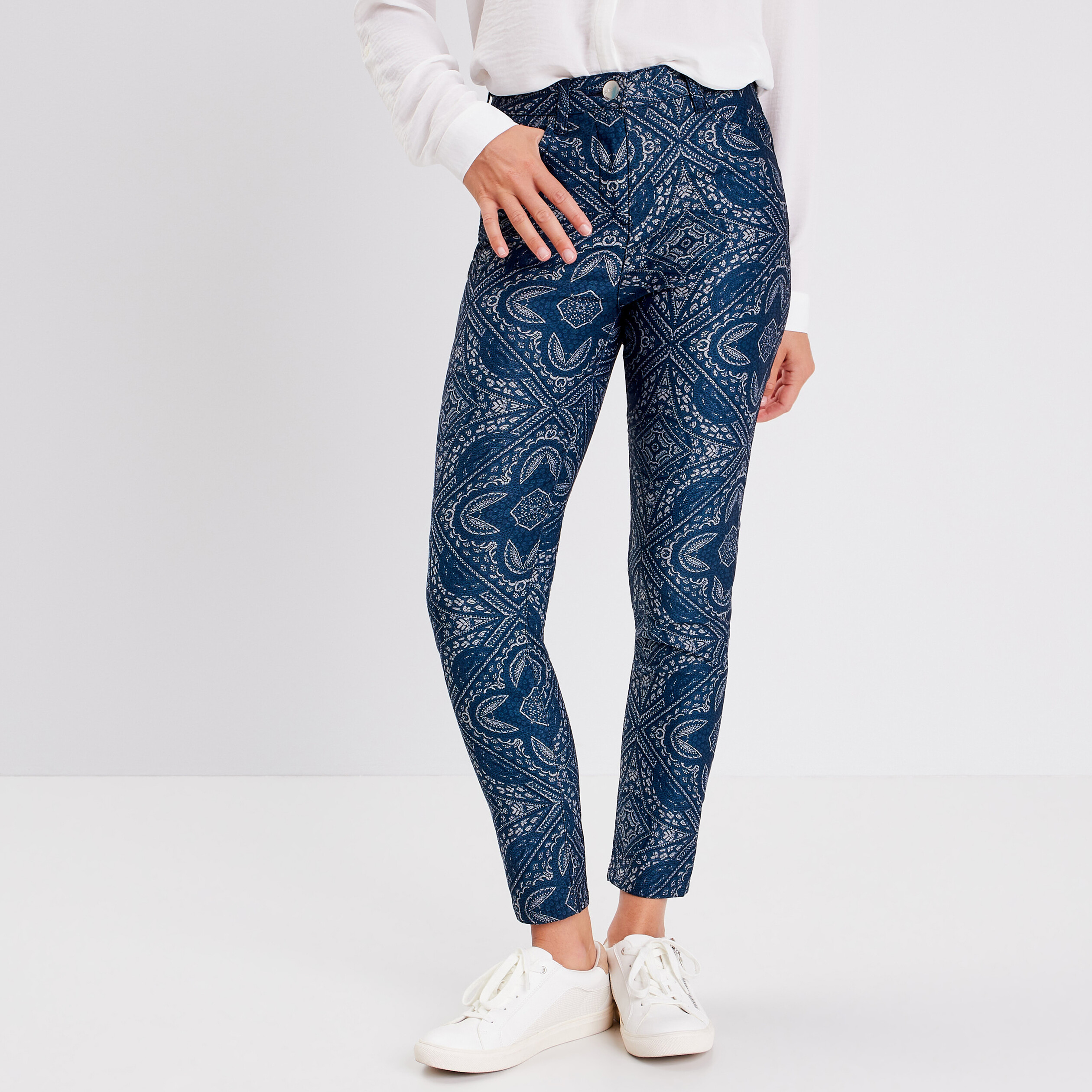 pantalon ajuste bleu fonce femme Pantalon ajusté bleu foncé femme