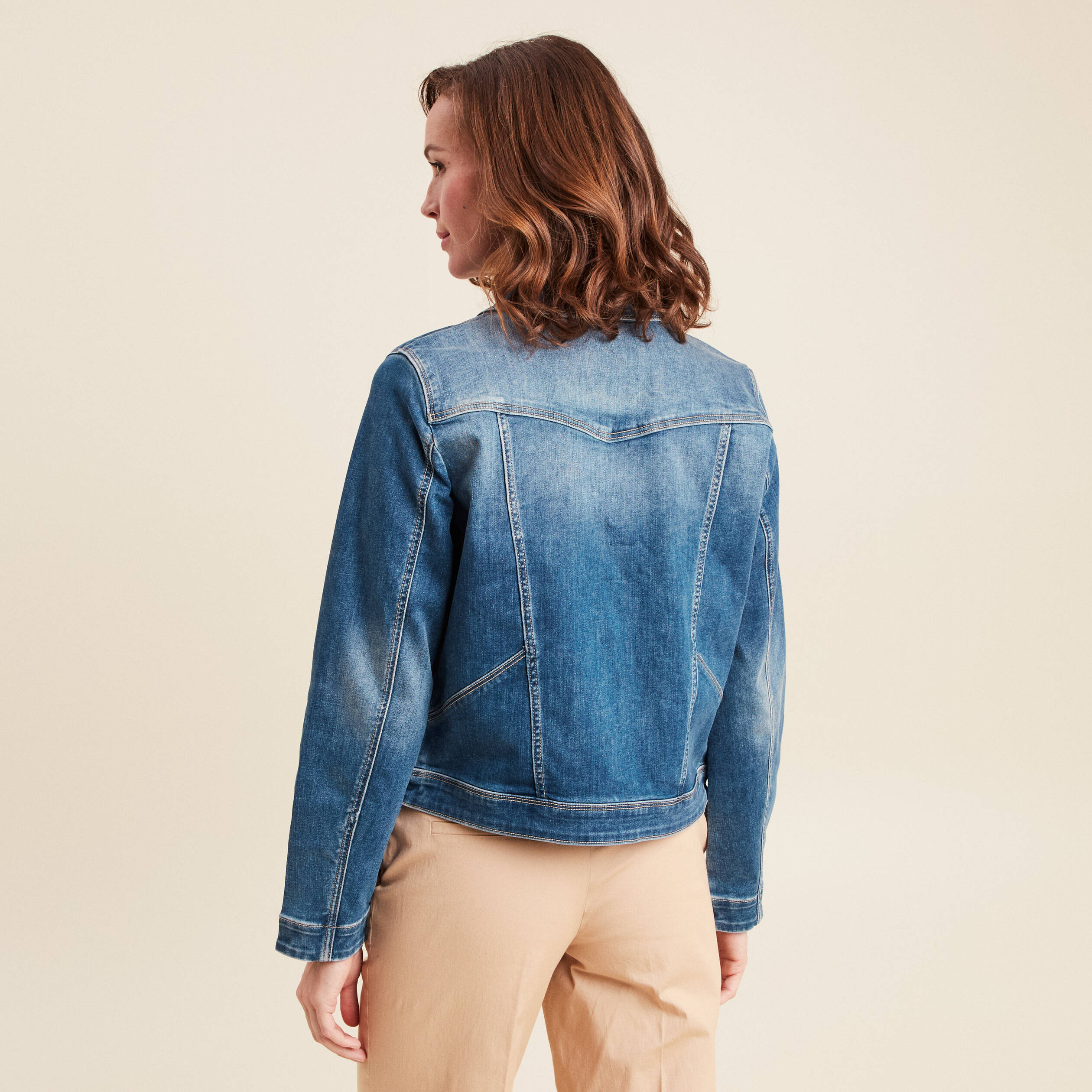 veste jean ajustee manches longues denim double stone femme Veste jean ajustée manches longues denim double stone femme