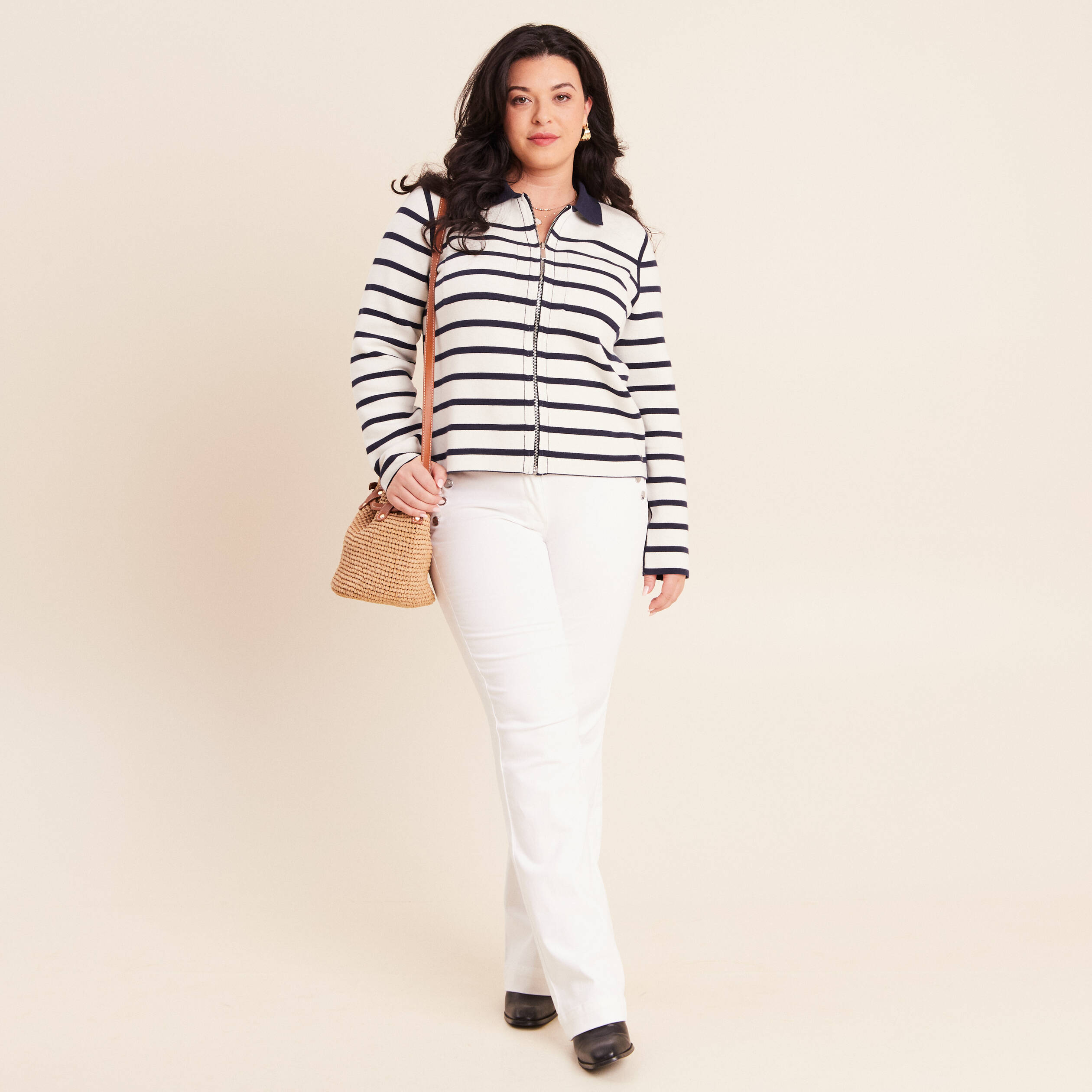 Gilet r&eacute;versible manches longues bleu femme
