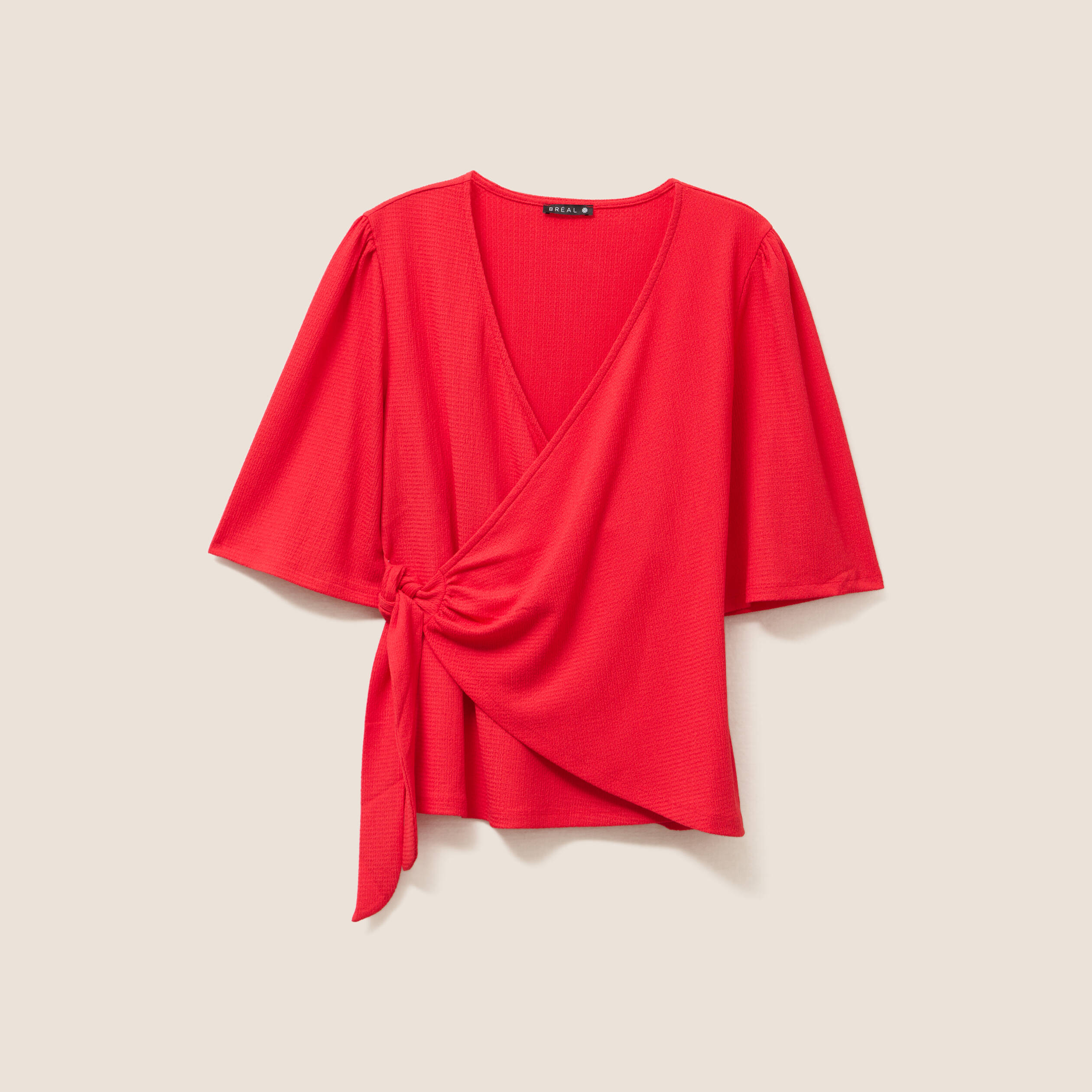 blouse col v manches coude rouge femme Blouse col V manches coude rouge femme
