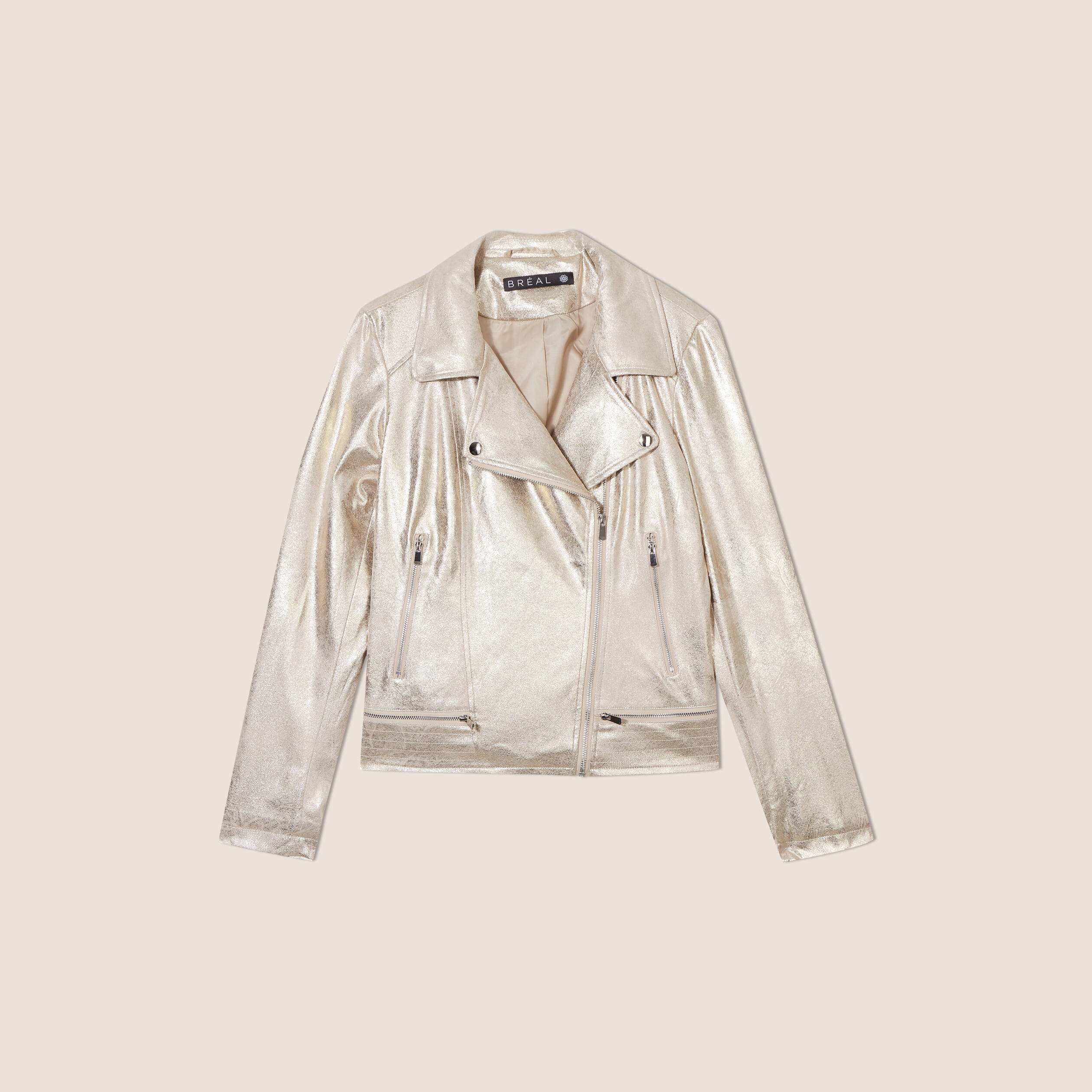 veste esprit motard zippee couleur or femme Veste esprit motard zippée couleur or femme
