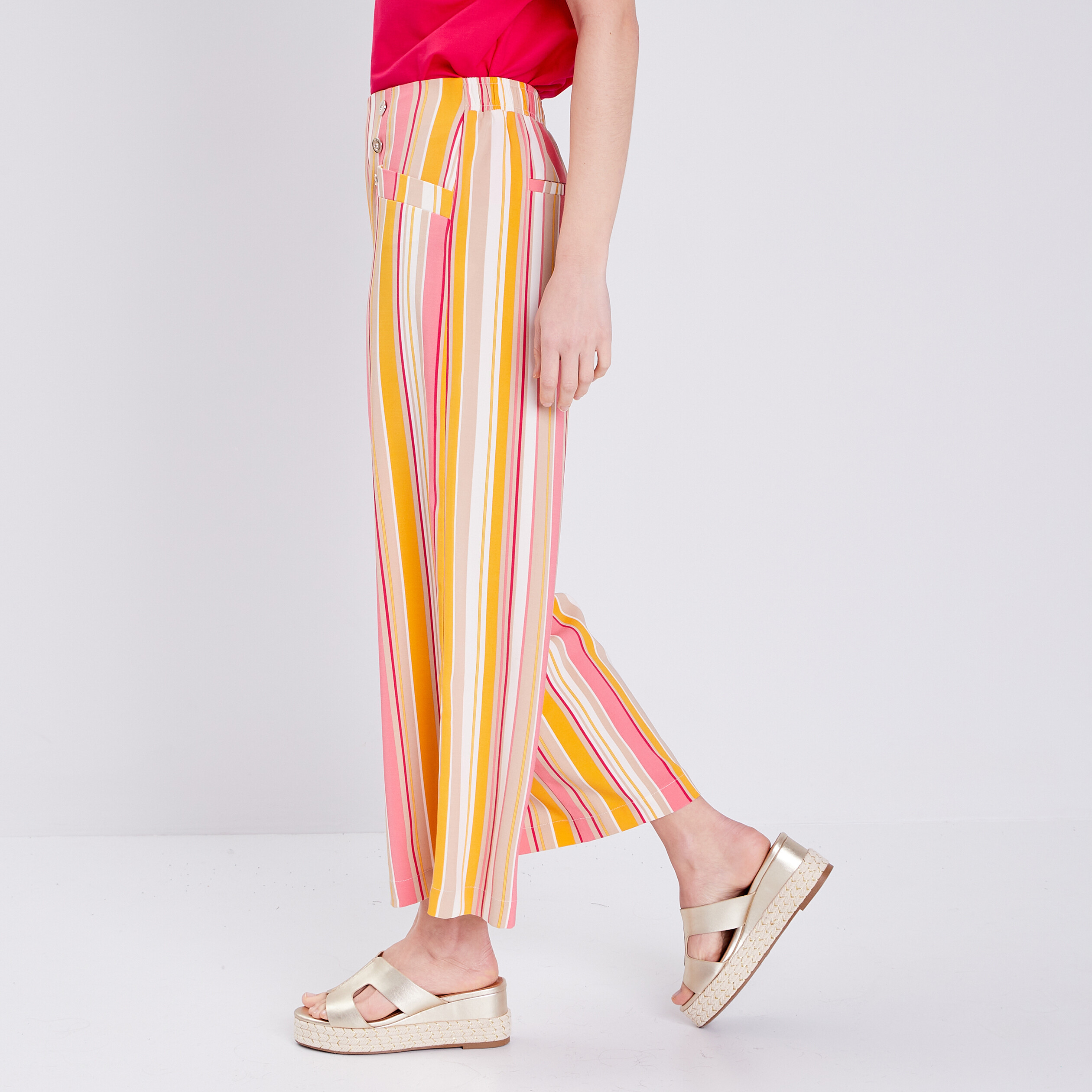 pantalon flou avec boutons multicolore femme Pantalon flou avec boutons multicolore femme