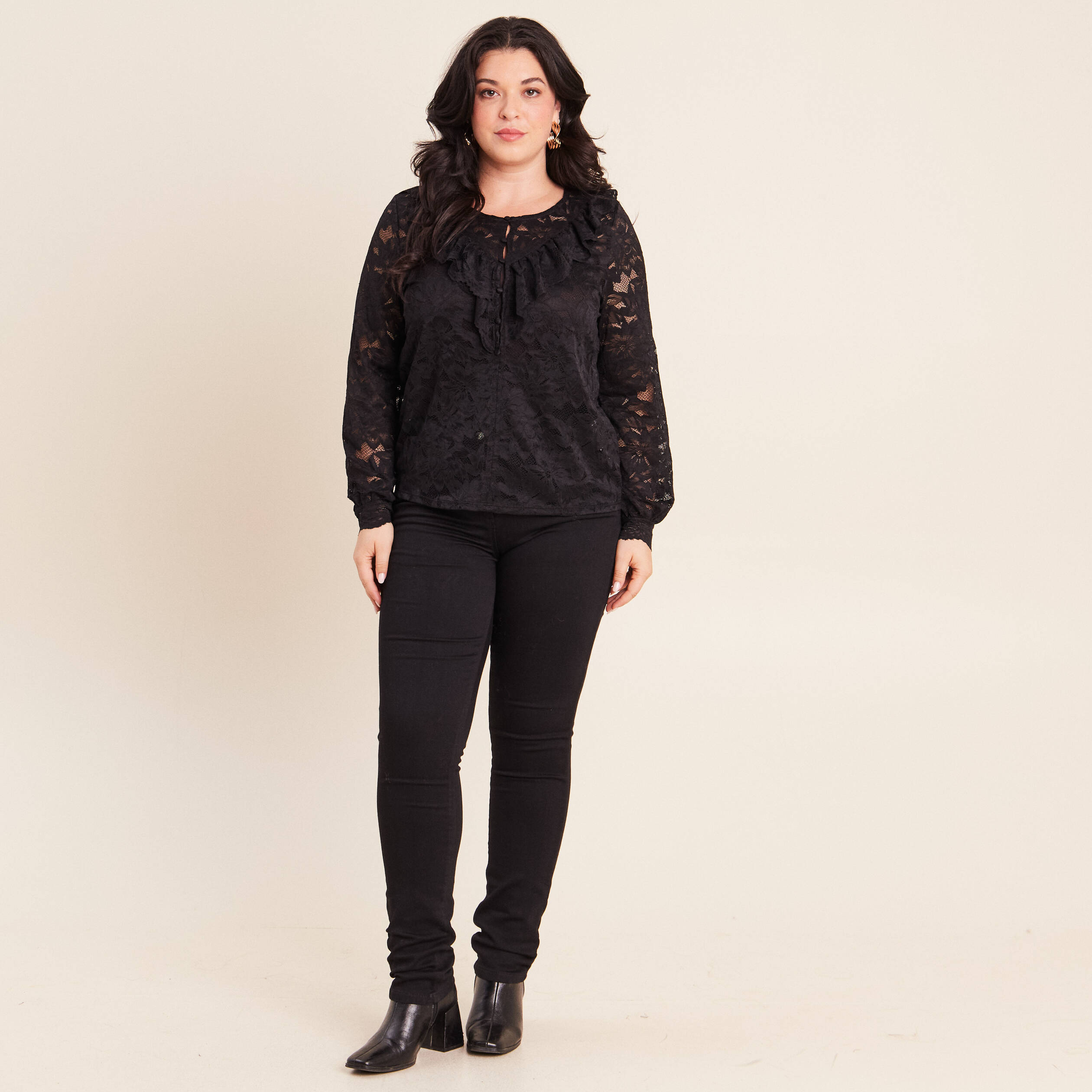 Blouse en dentelle noir femme