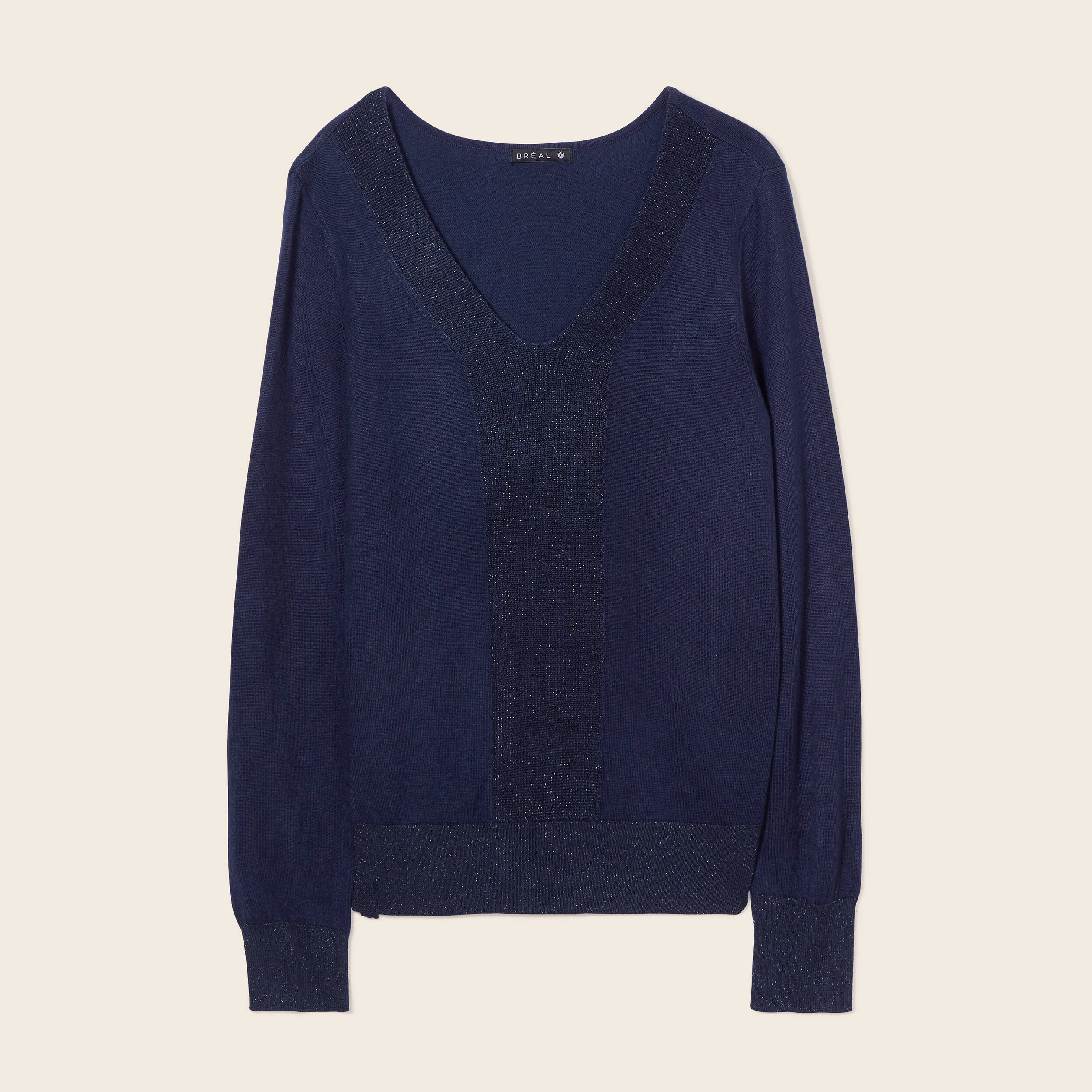 Pull manches longues bleu marine femme