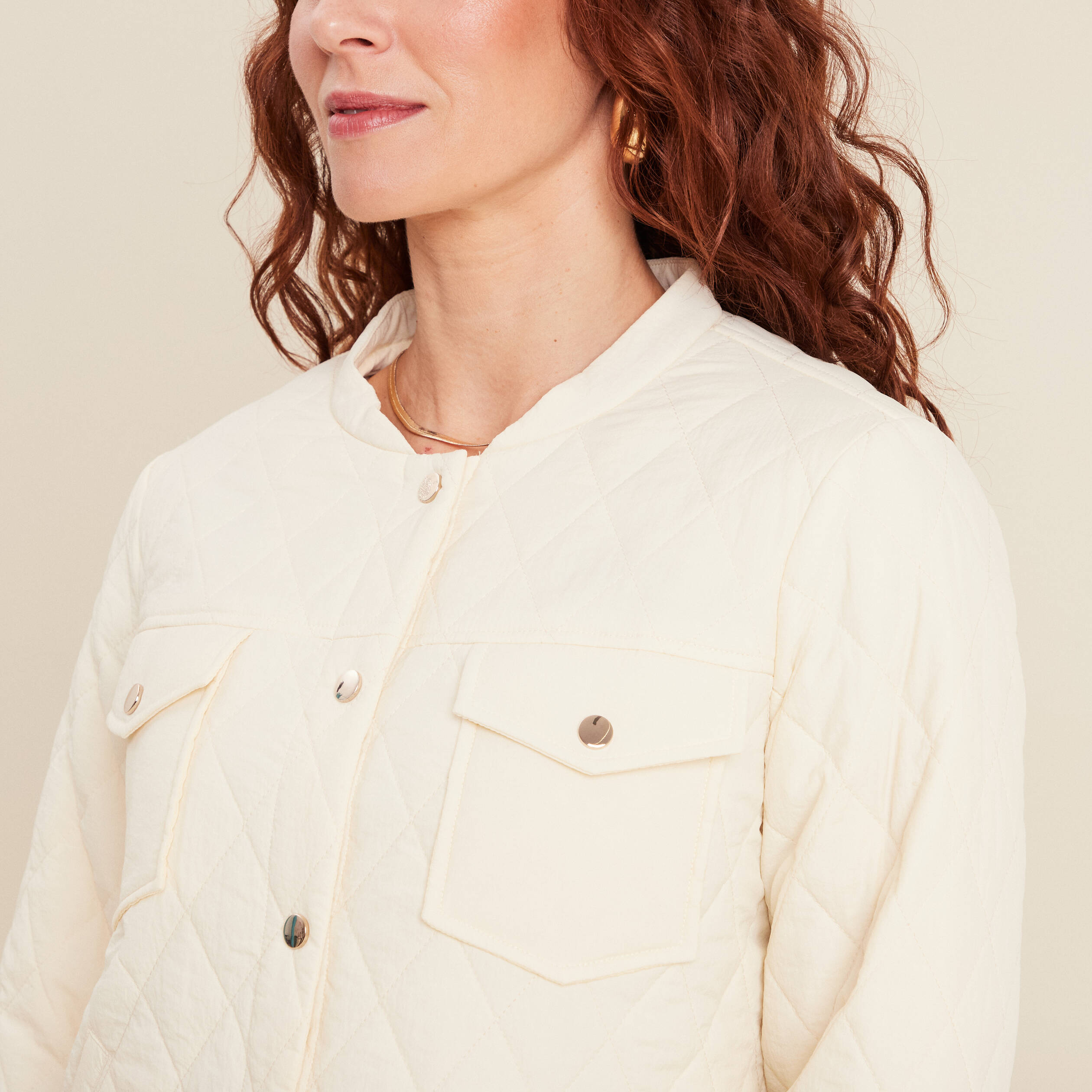 veste matelassee boutonnee ecru femme Veste matelassée boutonnée ecru femme
