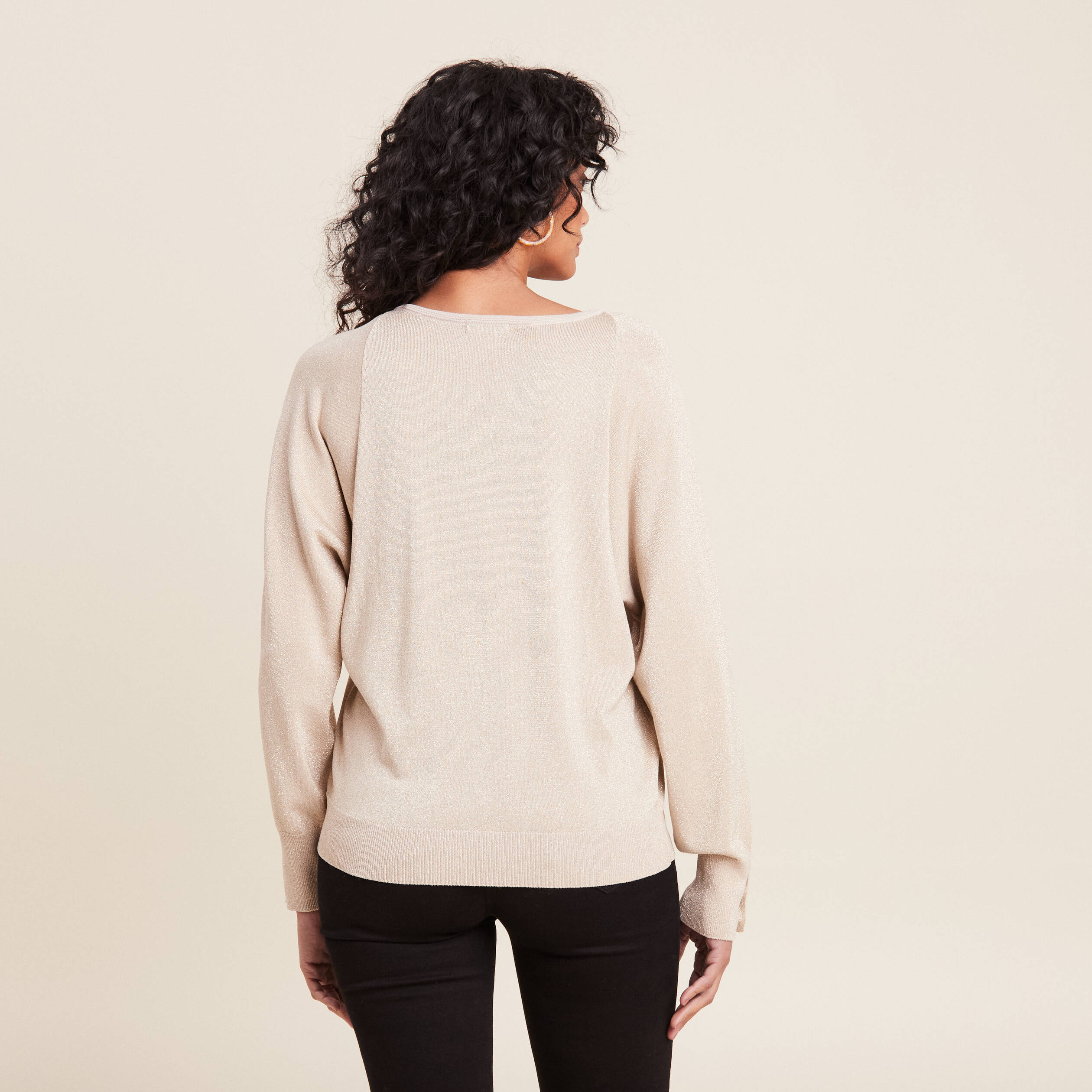 Pull manches longues couleur or femme