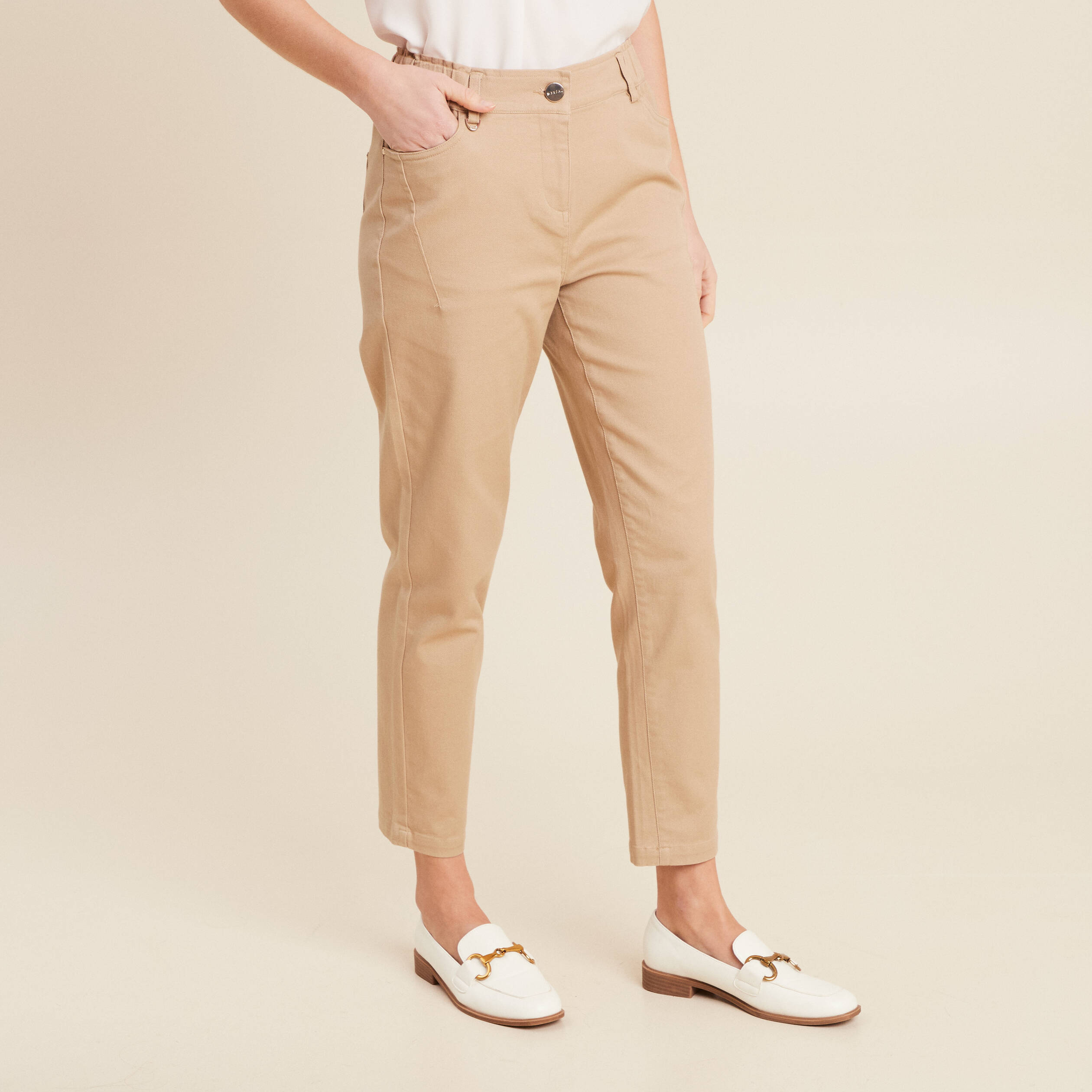 pantalon droit 78eme sable femme Pantalon droit 7/8ème sable femme