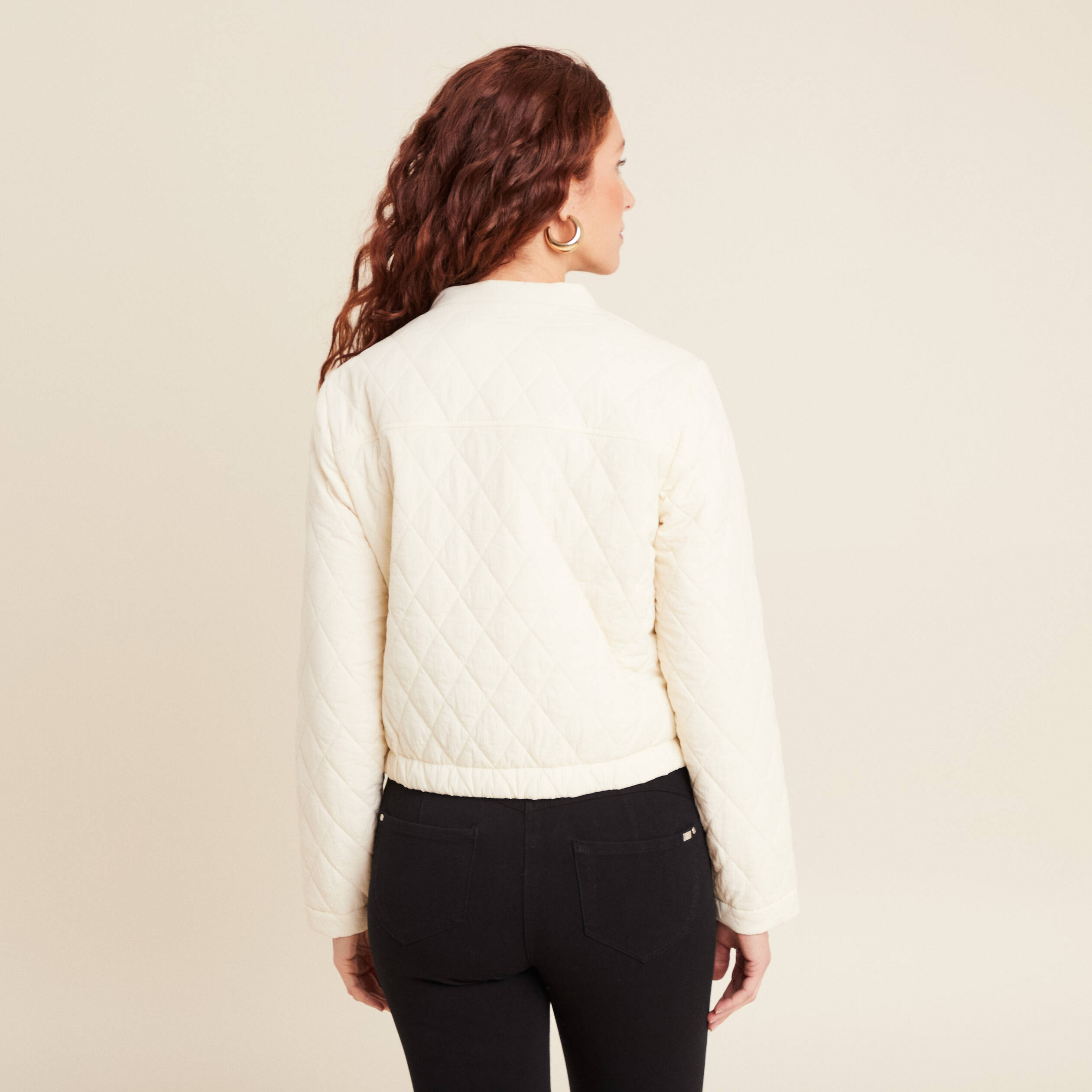 veste matelassee boutonnee ecru femme Veste matelassée boutonnée ecru femme