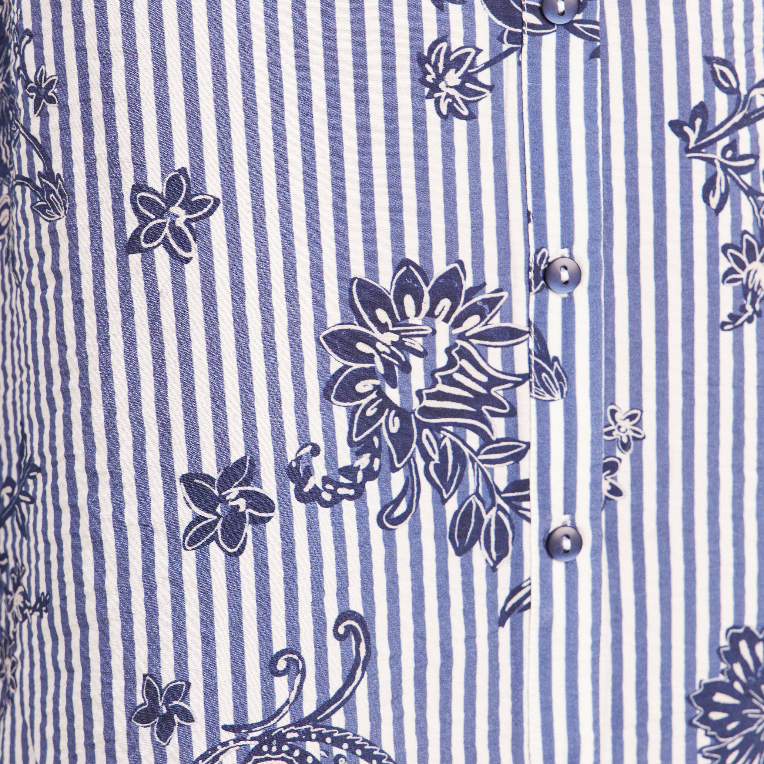 Chemise droite manches longues bleu fonc&eacute; femme