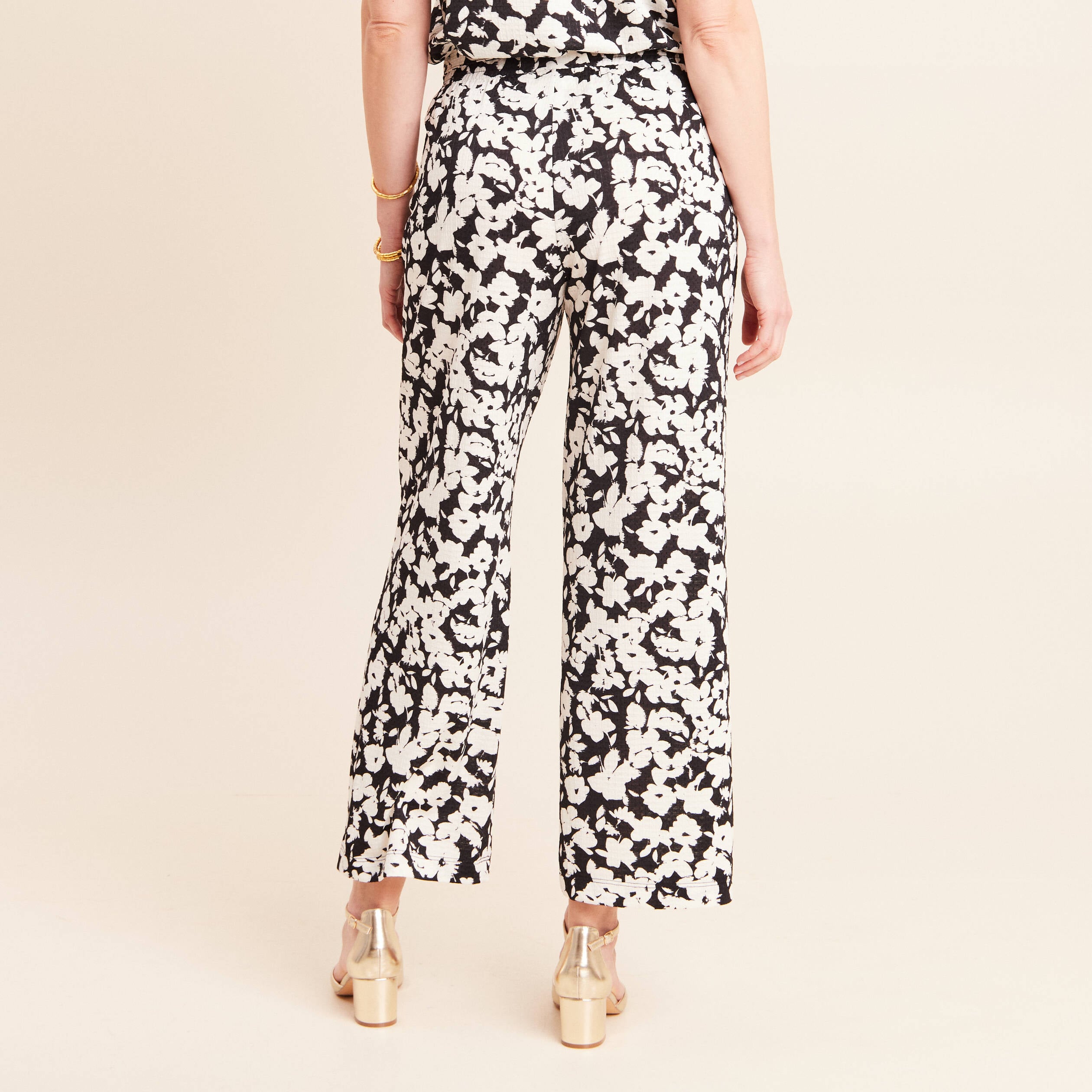 Pantalon coupe large 7/8&egrave;me taille haute noir femme