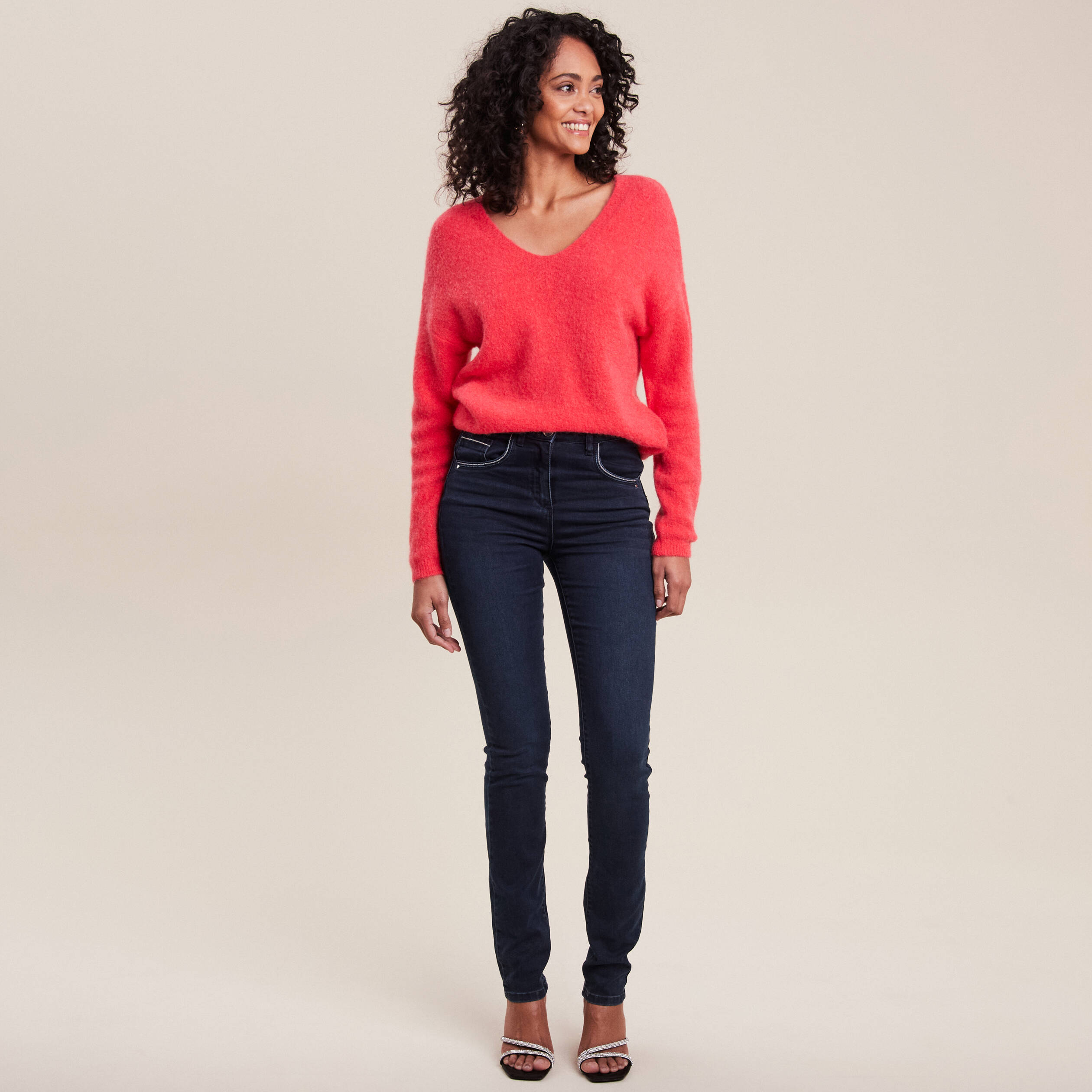 Jean Skinny Taille Haute Pour Femme - Stretch Denim Coupe Ajustée - Pantalon Pencil Classique Avec Poches