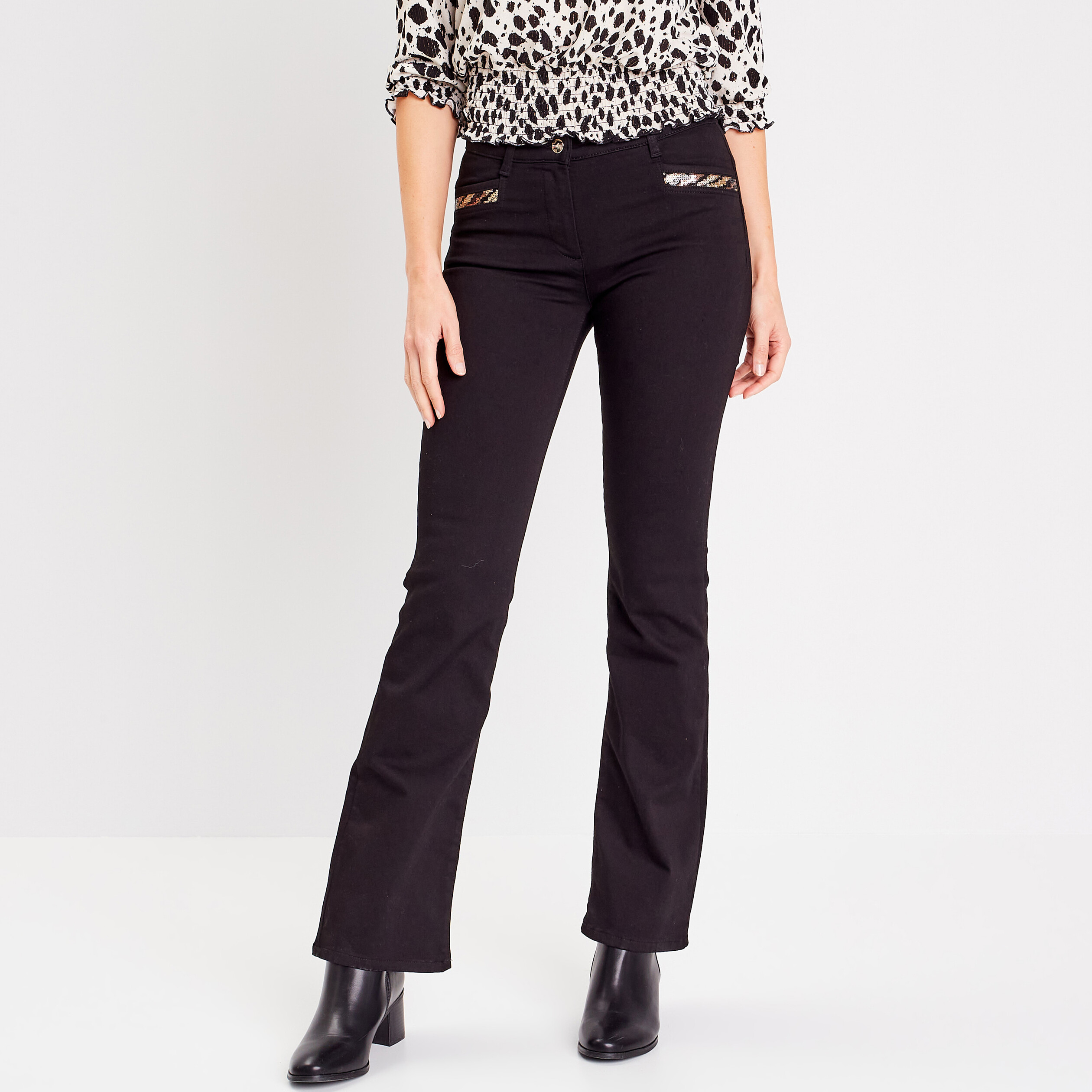Jeans GUESS Femme Noir Avec Sequins - Taille 38 - Coupe Skinny - Occasion Très Bon État (BON ÉTAT)