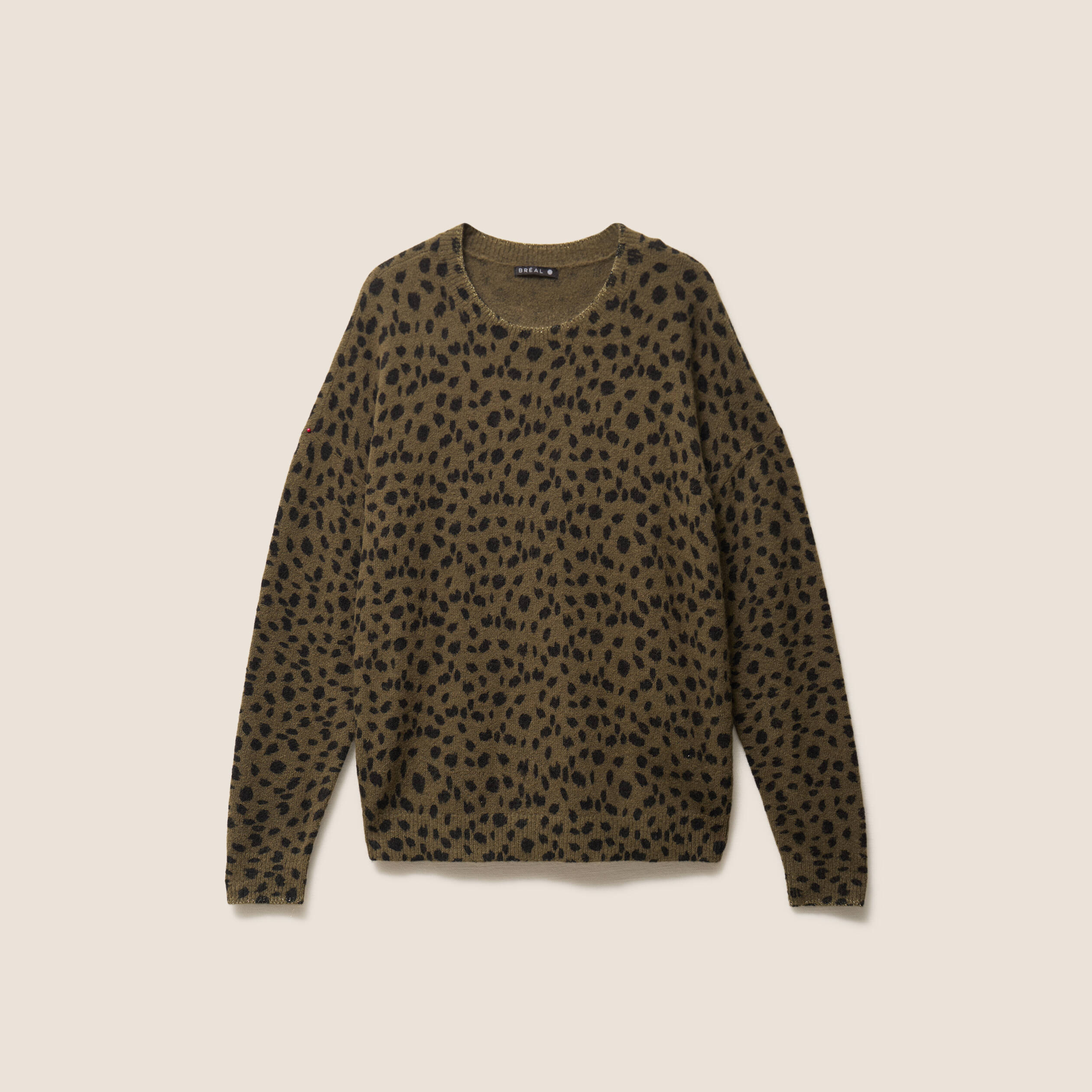 Pull droit col rond manches longues vert femme