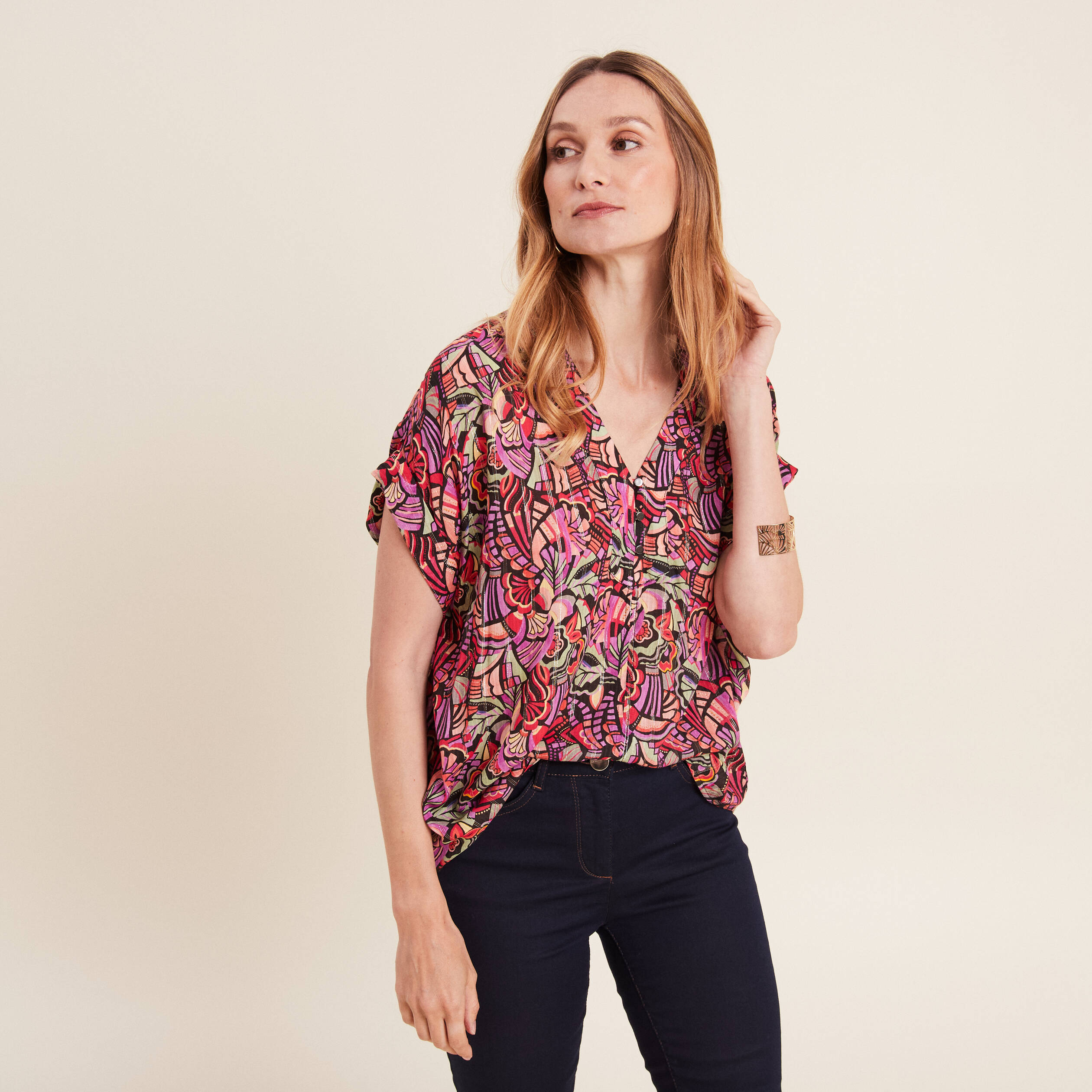 Chemises Boutonnées Pour Femme À Manches Courtes Et Col À Revers Ample