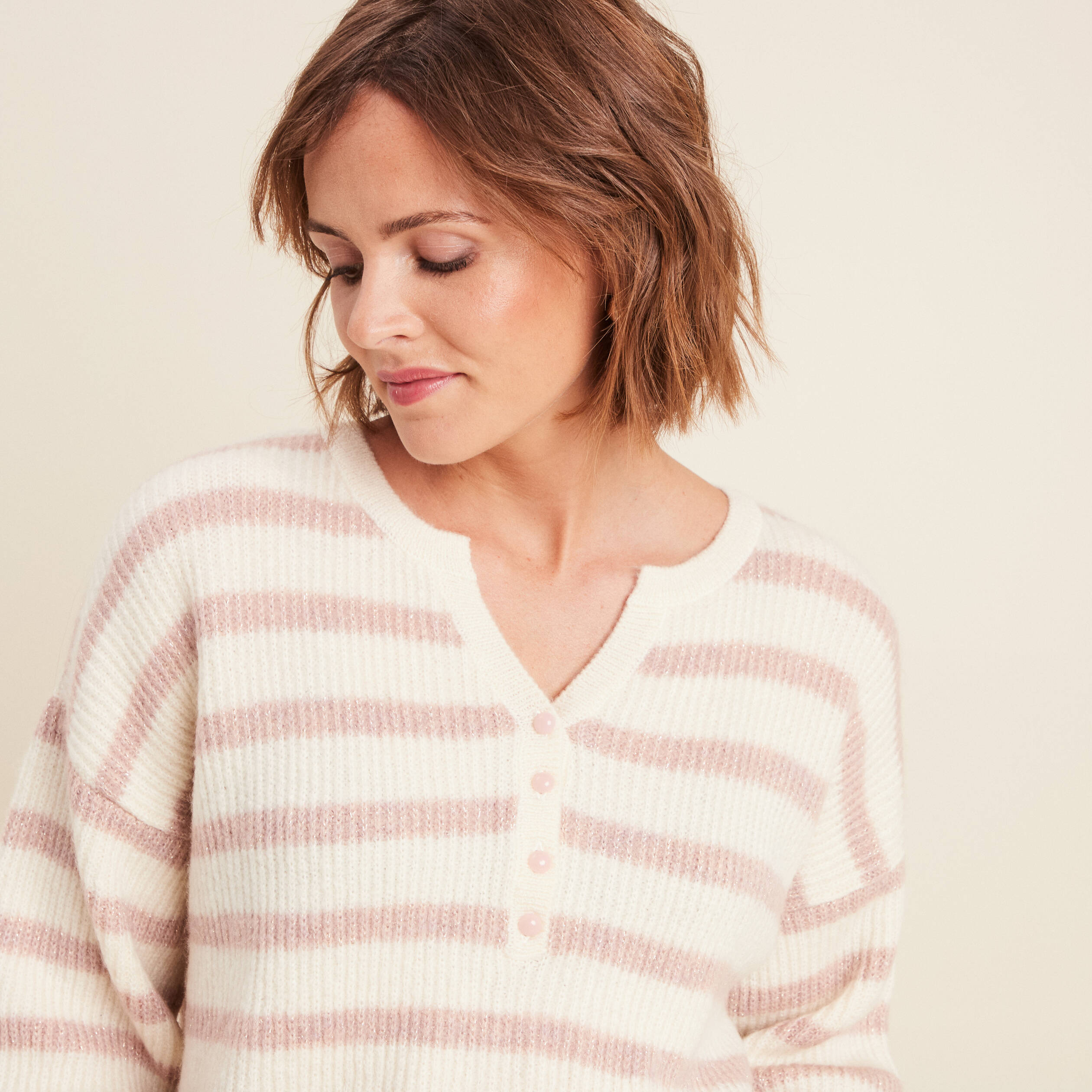 Haut manches longues en maille à détails ajourés - Blanc - FEMME | H&M BE