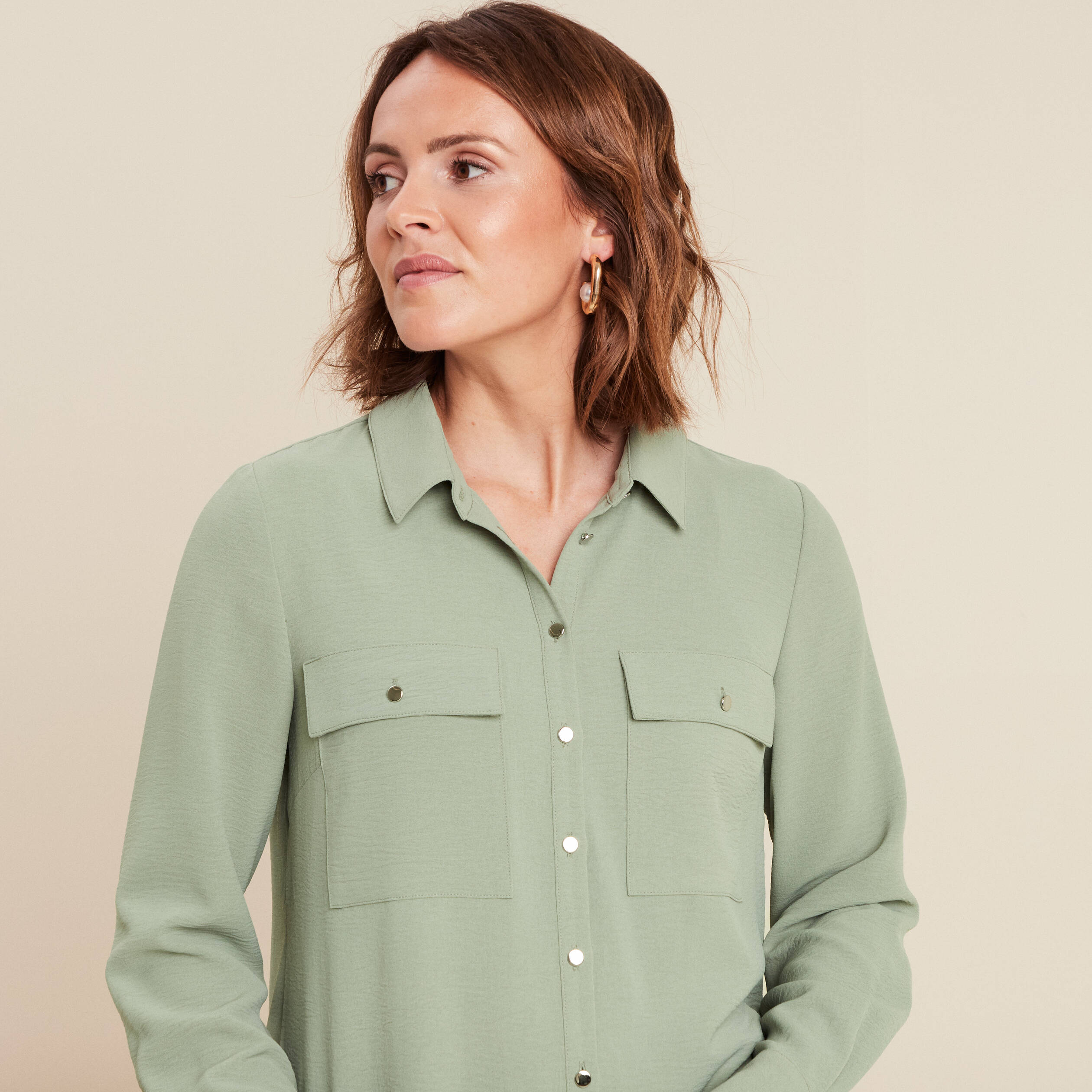 chemise manches longues vert clair femme Chemise manches longues vert clair femme
