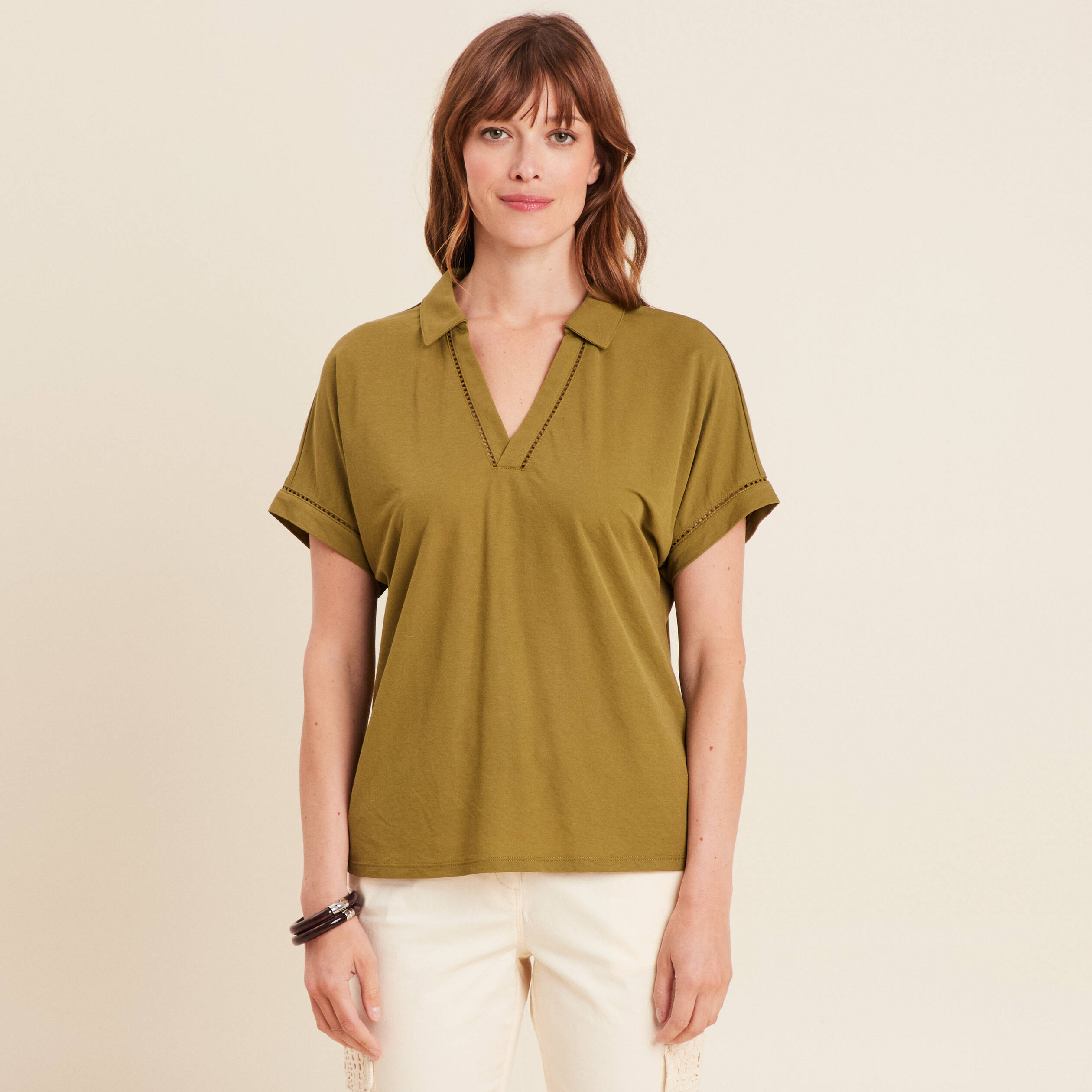 t shirt manches courtes vert kaki femme T-shirt manches courtes vert kaki femme