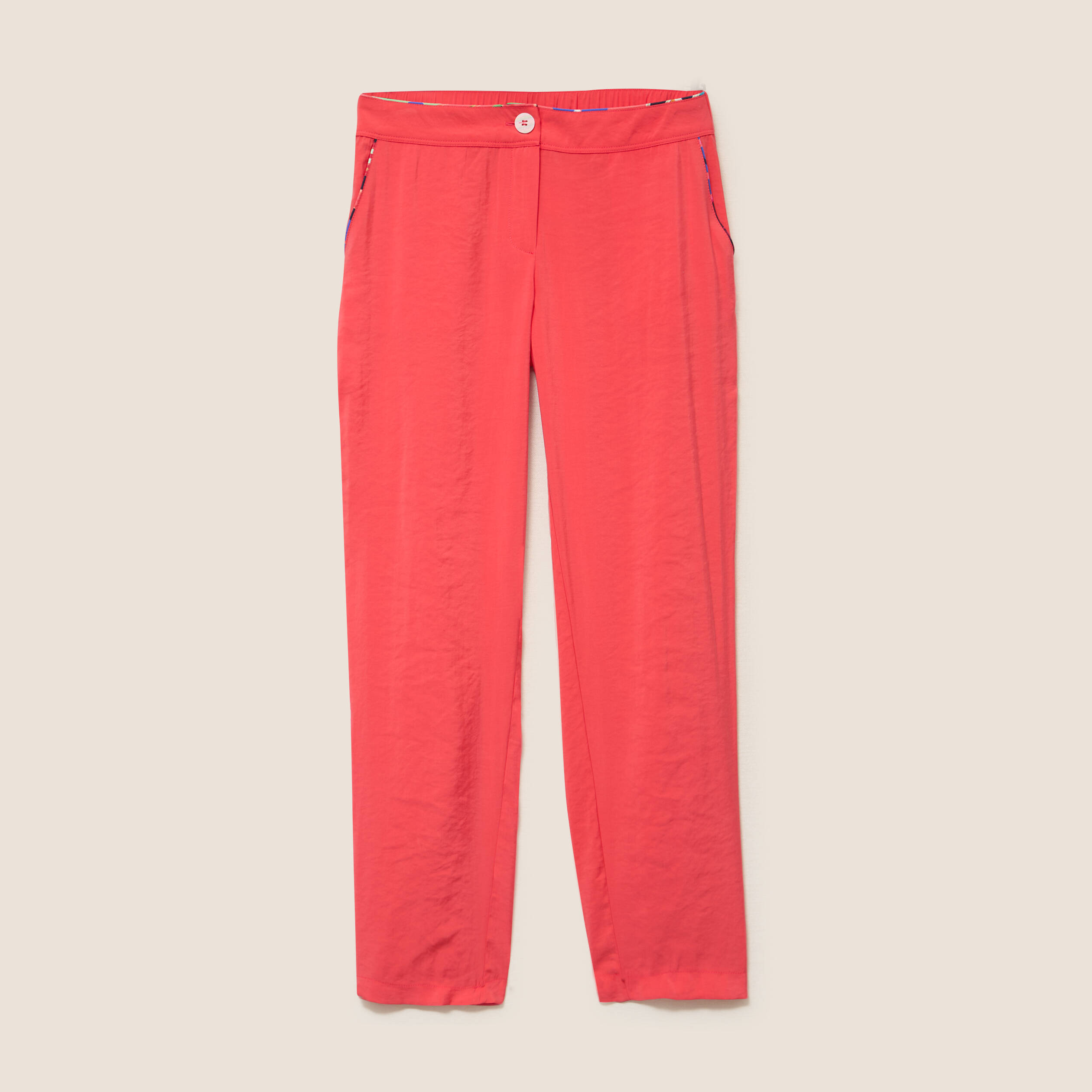 Pantalon chino large 7/8&egrave;me rouge femme