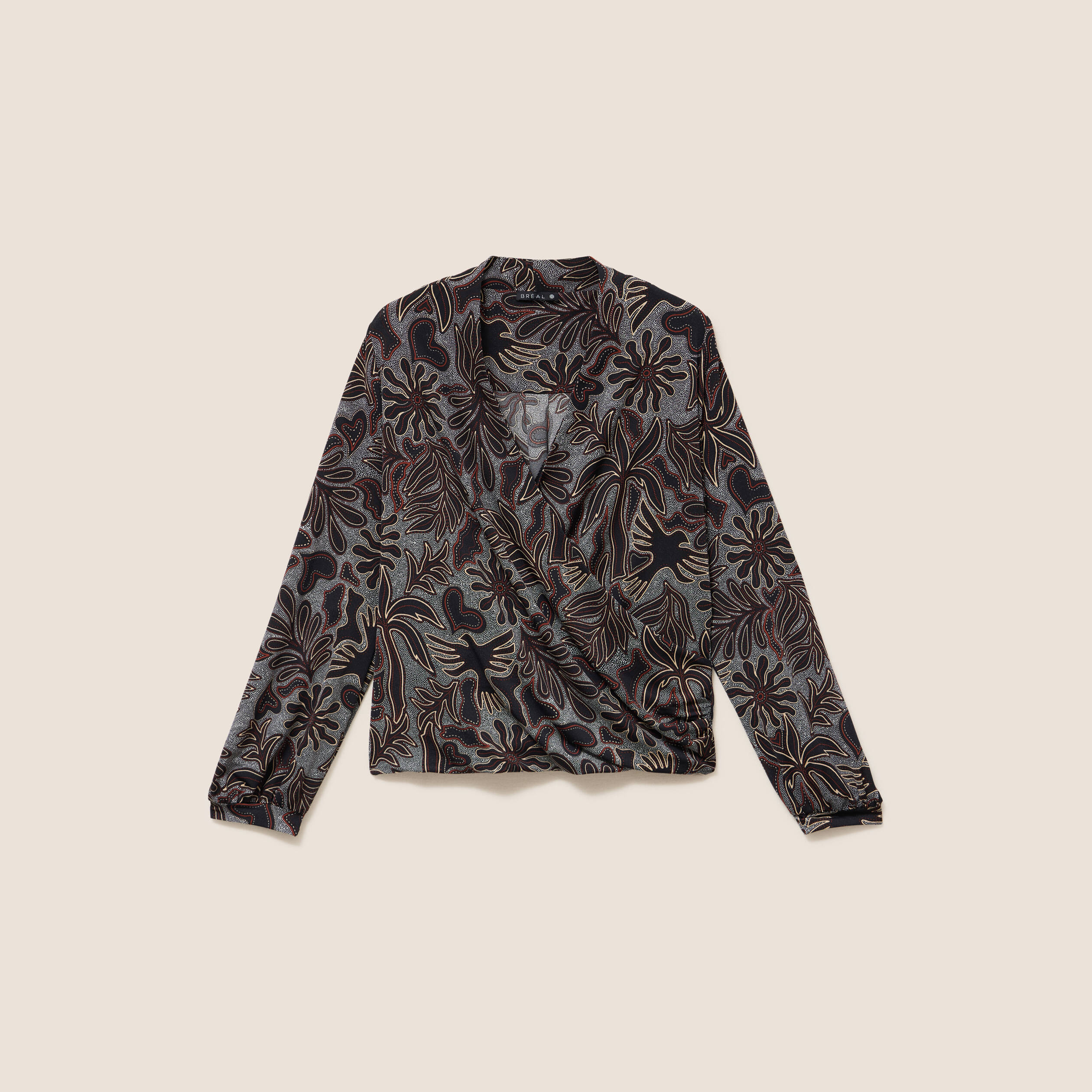 T-shirt cache-c&oelig;ur noir femme