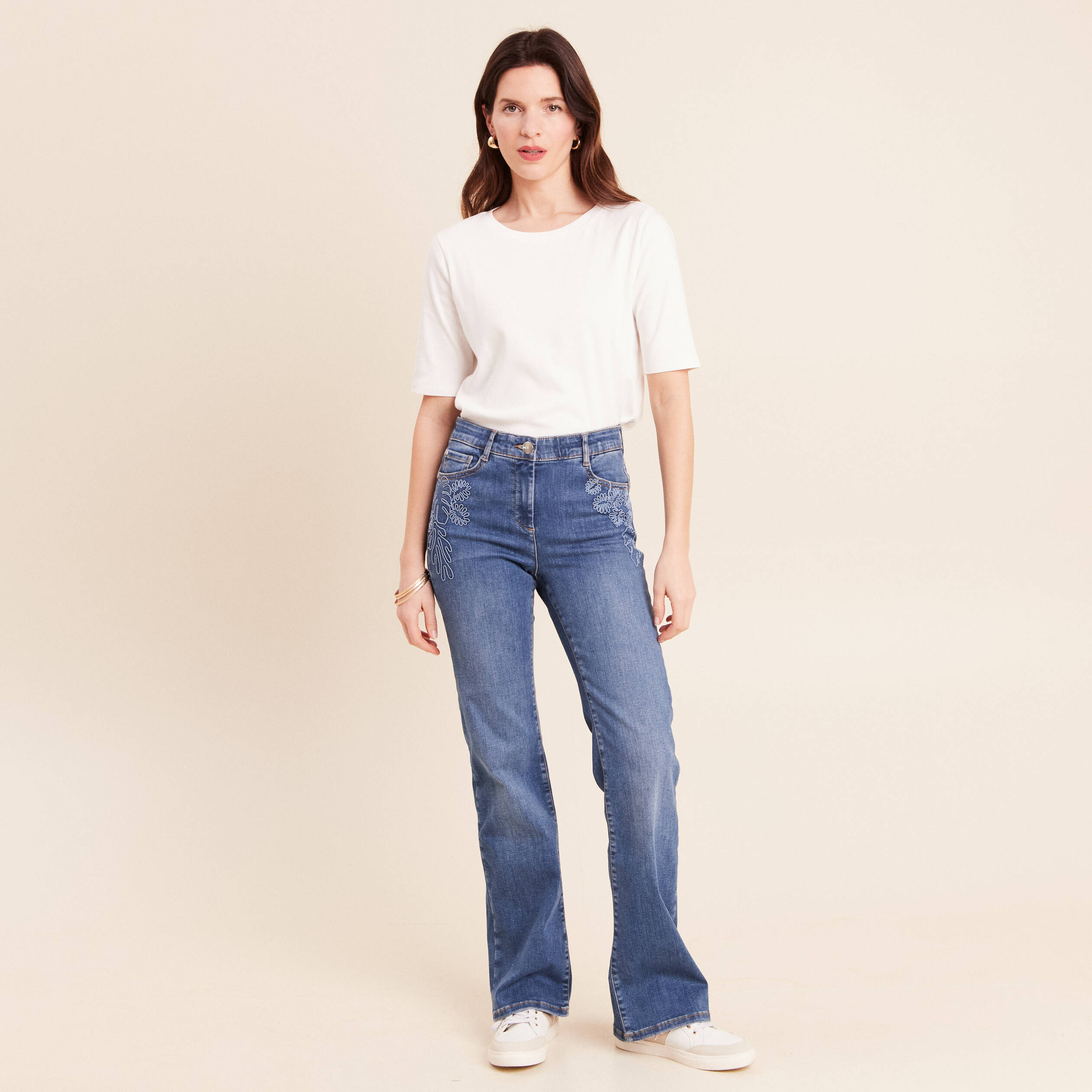 Jean magique L'Unique coupe bootcut denim stone femme