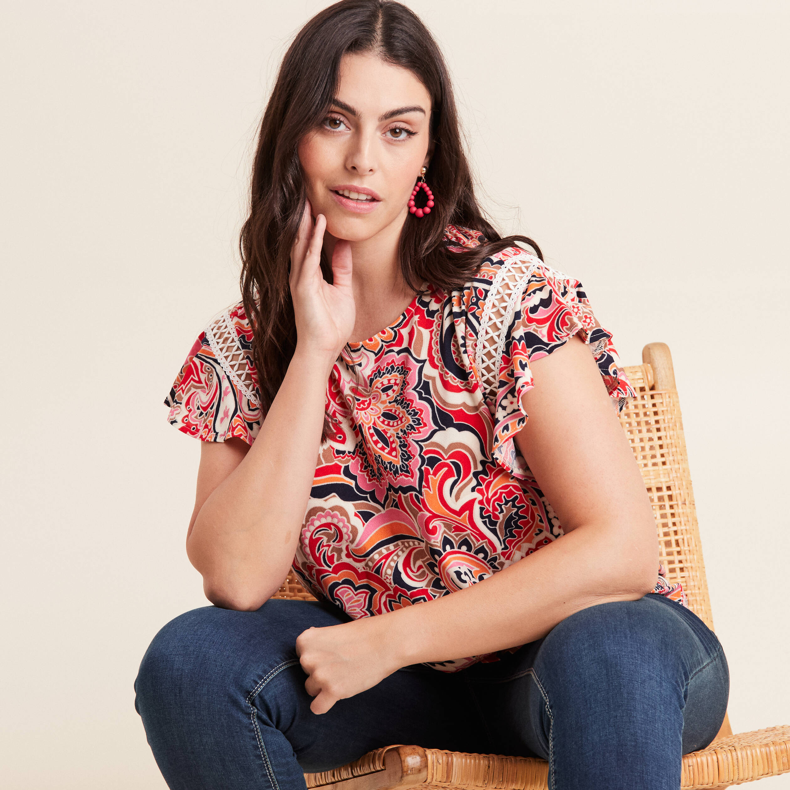 t shirt manches courtes multicolore femme T-shirt manches courtes multicolore femme