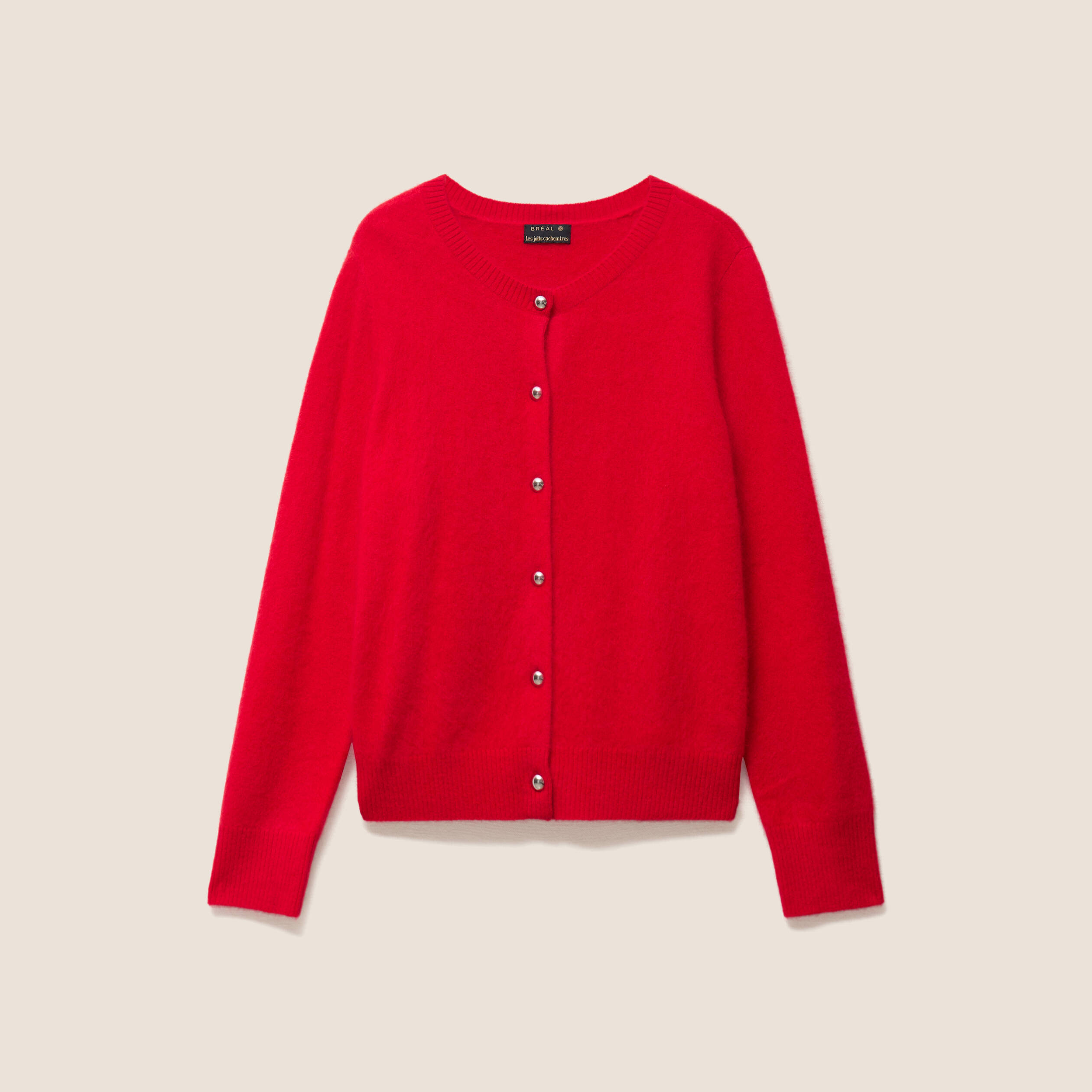 Gilet col rond rouge femme