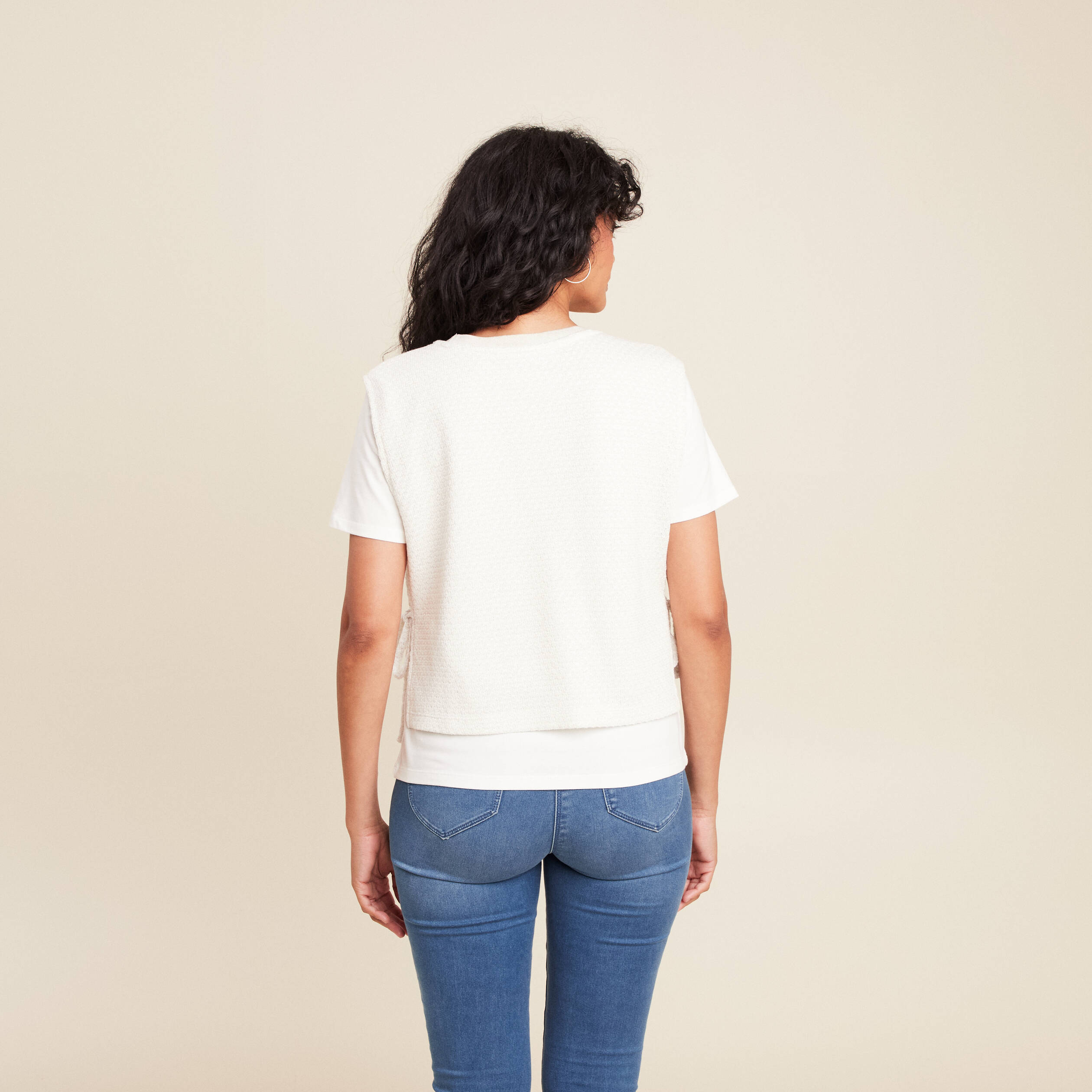 pull col rond manches courtes ecru femme Pull col rond manches courtes ecru femme