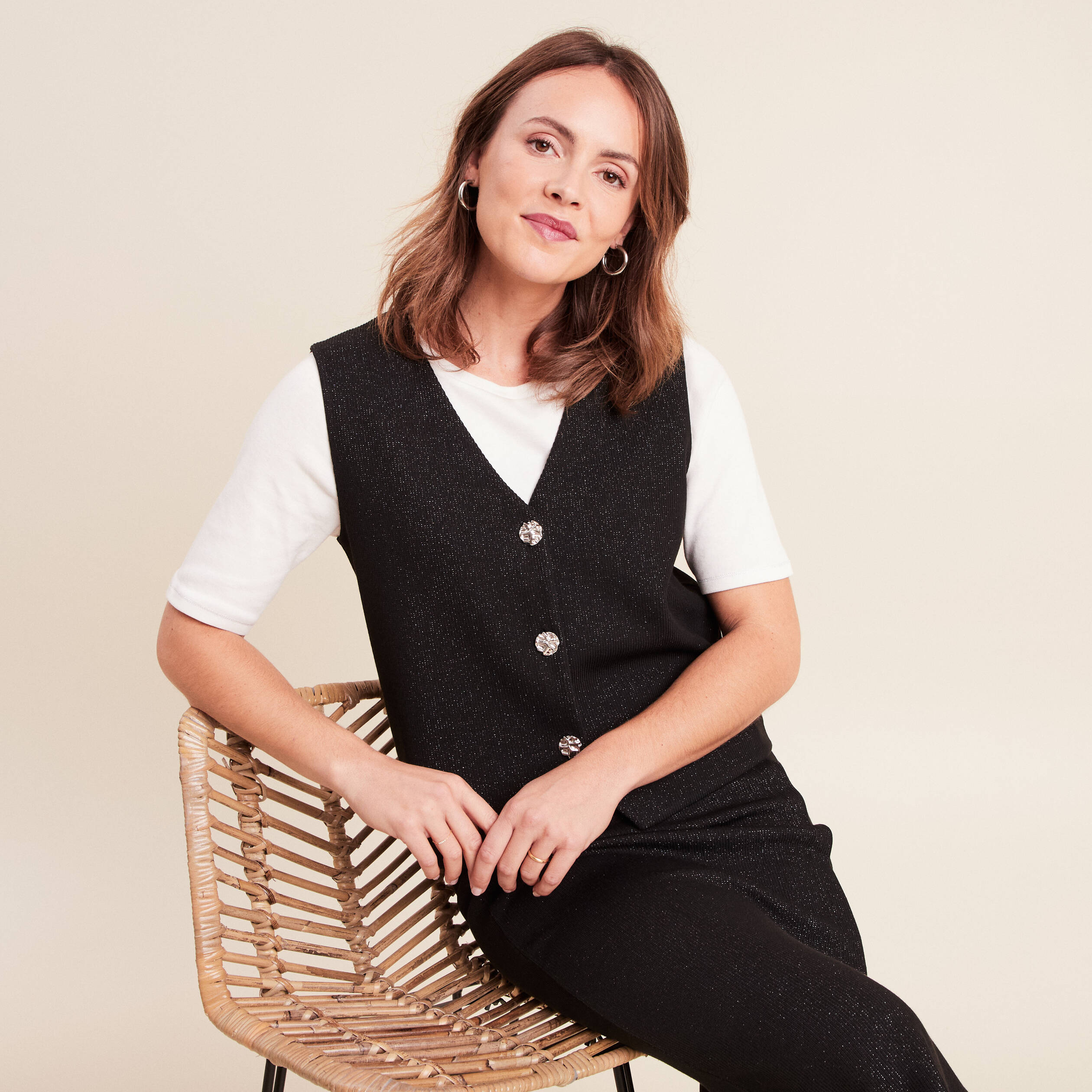 Gilet Femme Ample En Coton Et Lin – Col V, Sans Manches, Décontracté – Printemps/été 2025 (couleurs Variables)