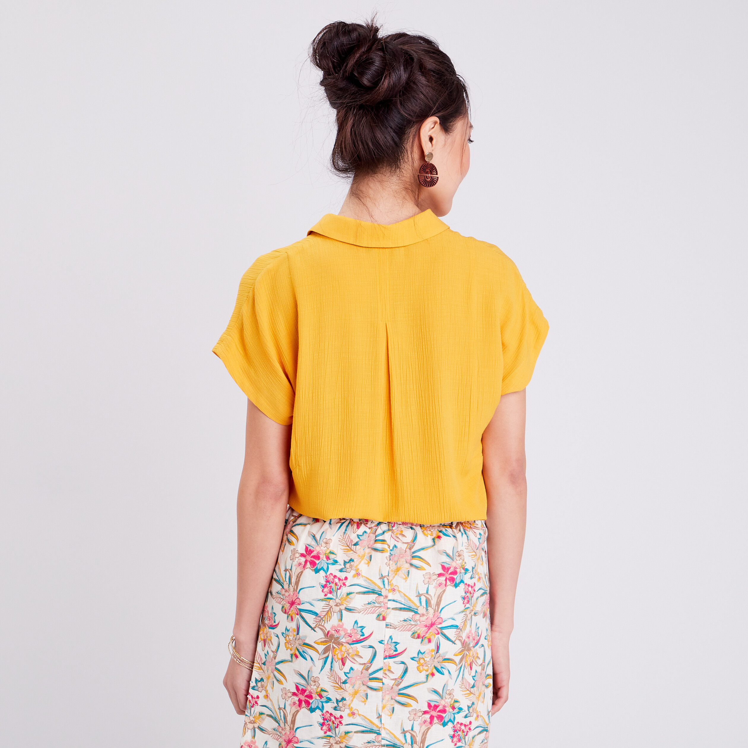 chemise manches courtes jaune moutarde femme Chemise manches courtes jaune moutarde femme