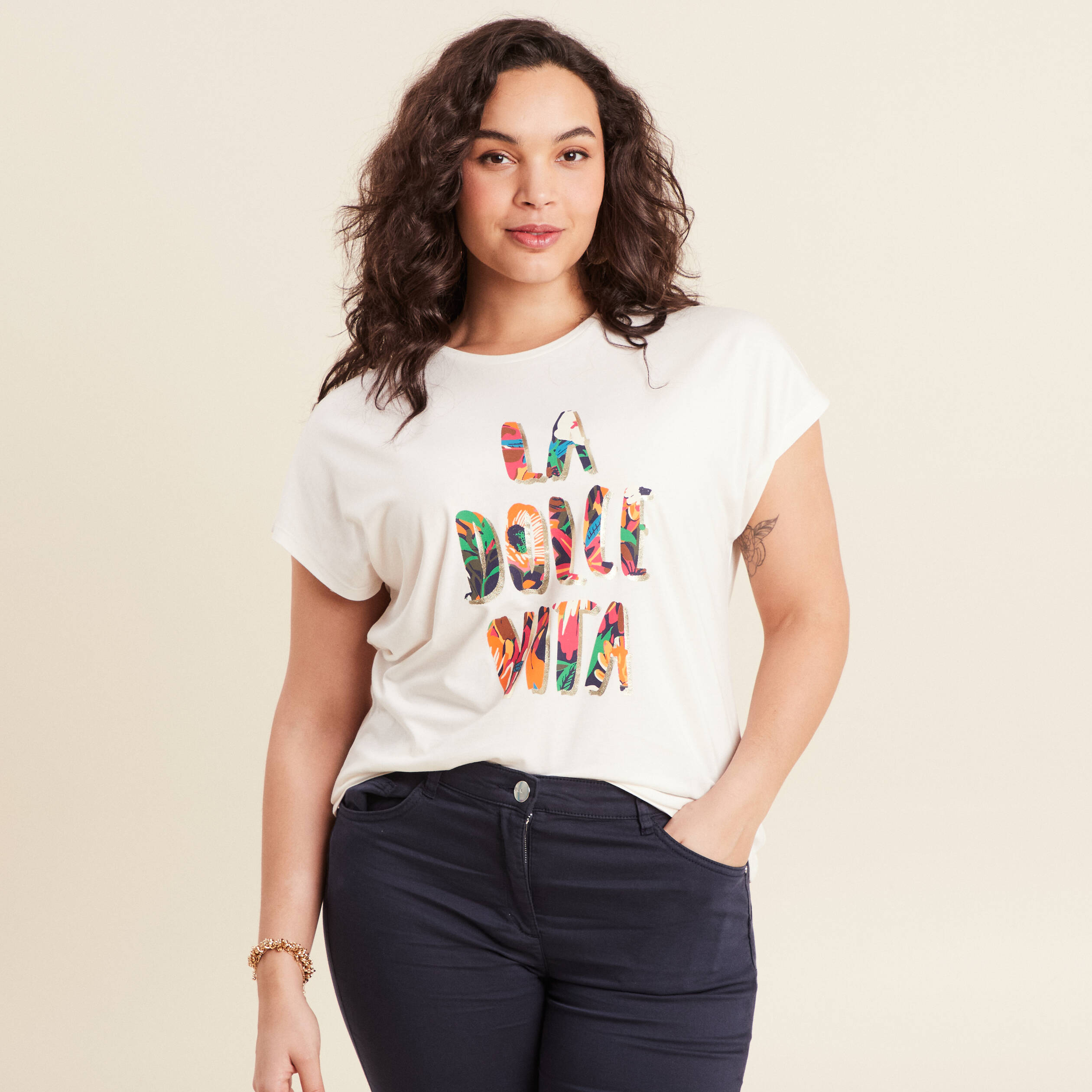 t shirt manches courtes ecru femme T-shirt manches courtes ecru femme