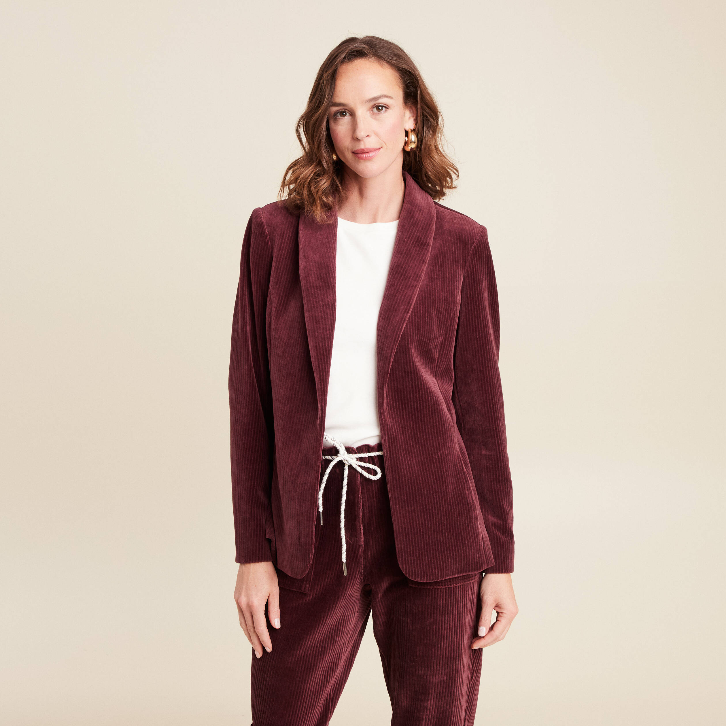 Veste tailleur velours bordeaux femme Vibs