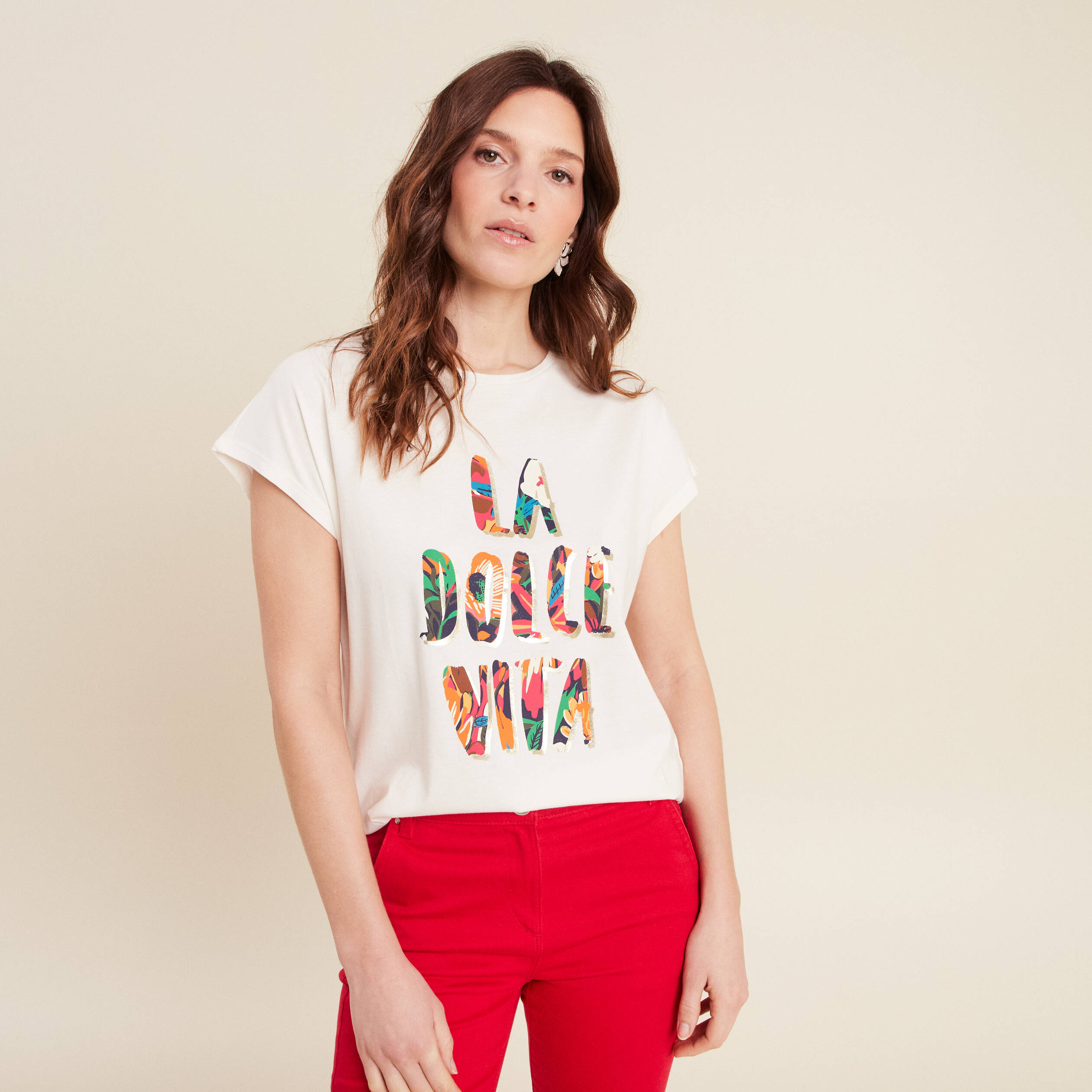 t shirt manches courtes ecru femme T-shirt manches courtes ecru femme