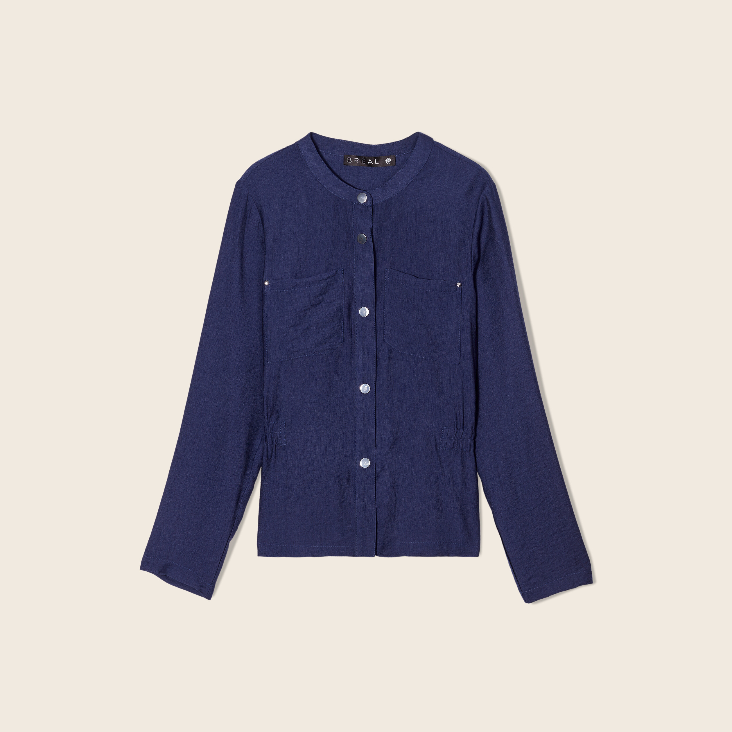 Veste cintrée élastiquée bleu marine femme