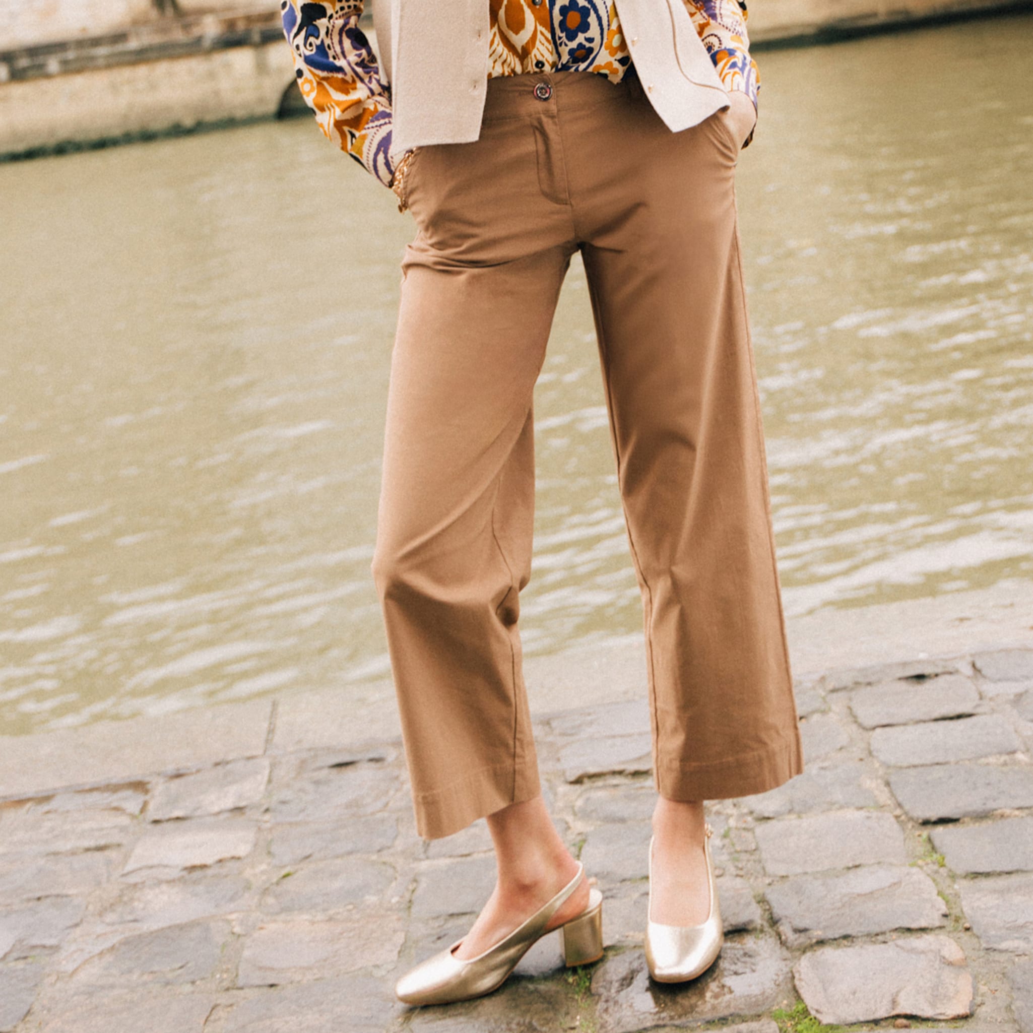 pantalon large 78eme marron femme Pantalon large 7/8ème marron femme